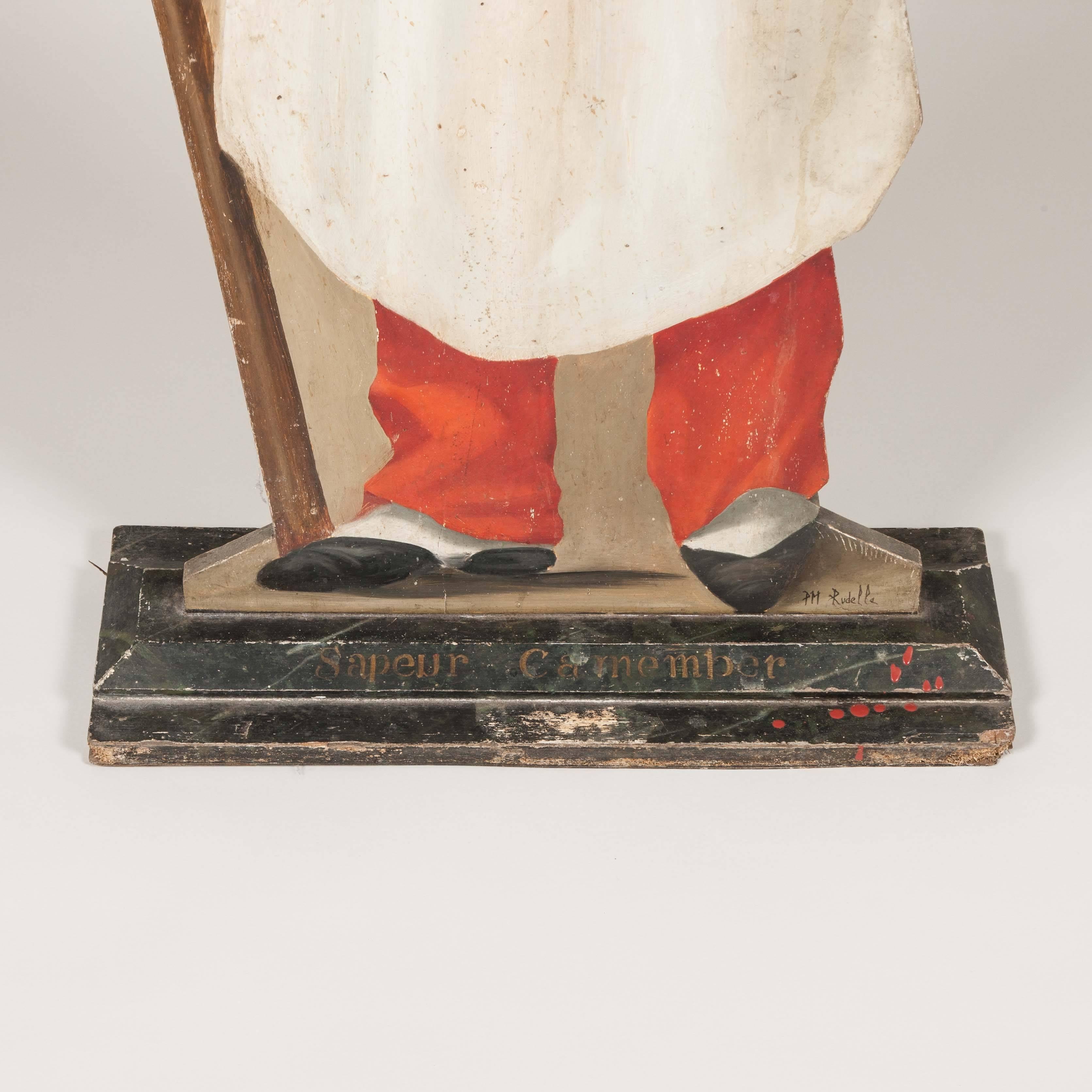 French Painted Figure of the Late 19th Century Cartoon Character Sapeur Camember For Sale
