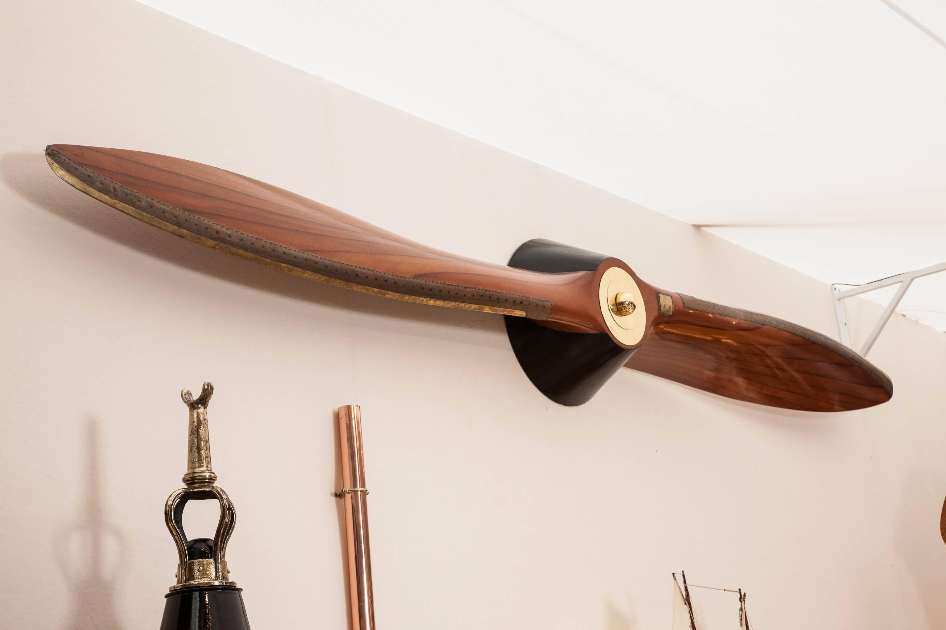 A 1930s laminated mahogany propeller from a Hawker Hart powered by a Rolls Royce Kestrel V12, dated September 1936.

With wall-mounted bracket.

Label reads: DRG NO S 19C 11003/E KESTRAL IX D.12.5 P.11.2 C4086 44933 SEP 1936

The Hawker Hart