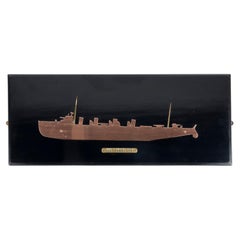 Wall mounted copper outline of the Royal Navy destroyer HMS Tartar