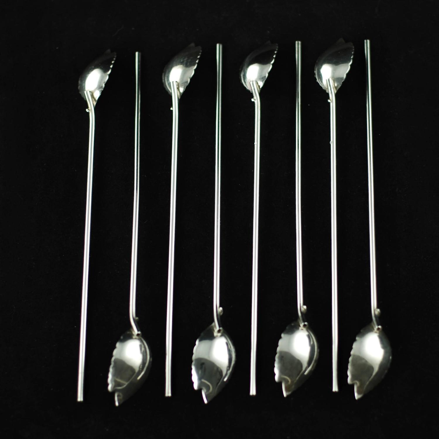 Tiffany and Co Sterling Mint Julep Spoons / Straws Set of 8 For Sale