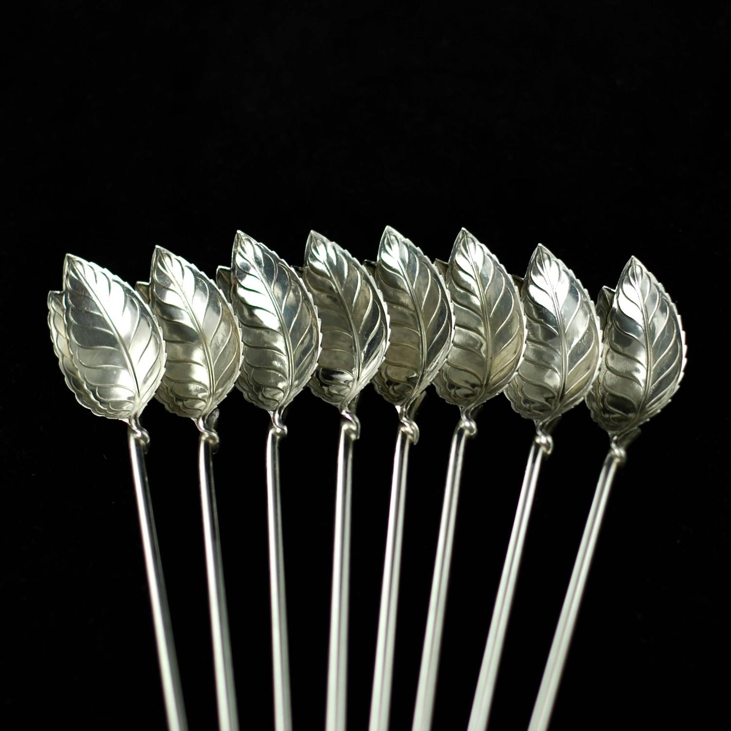 Tiffany and Co Sterling Mint Julep Spoons / Straws Set of 8 For Sale