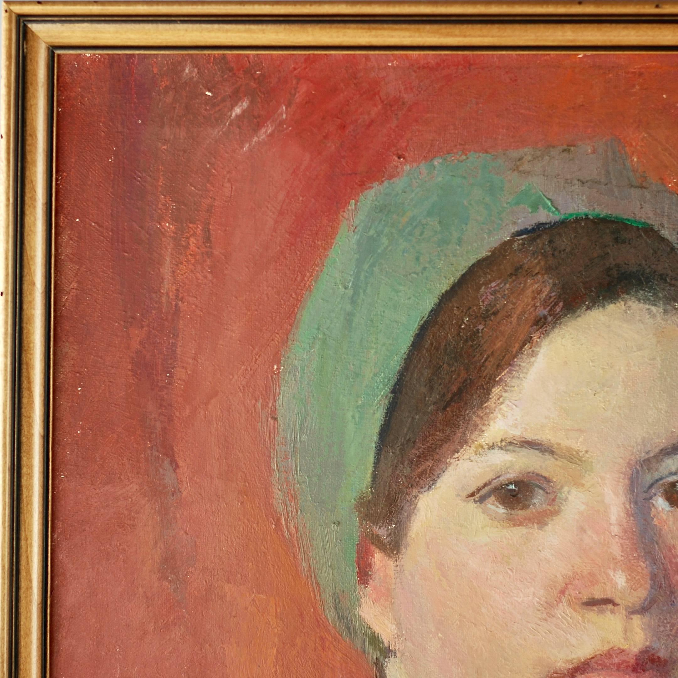 Hand-Painted Henry Hensche Portrait of Jane