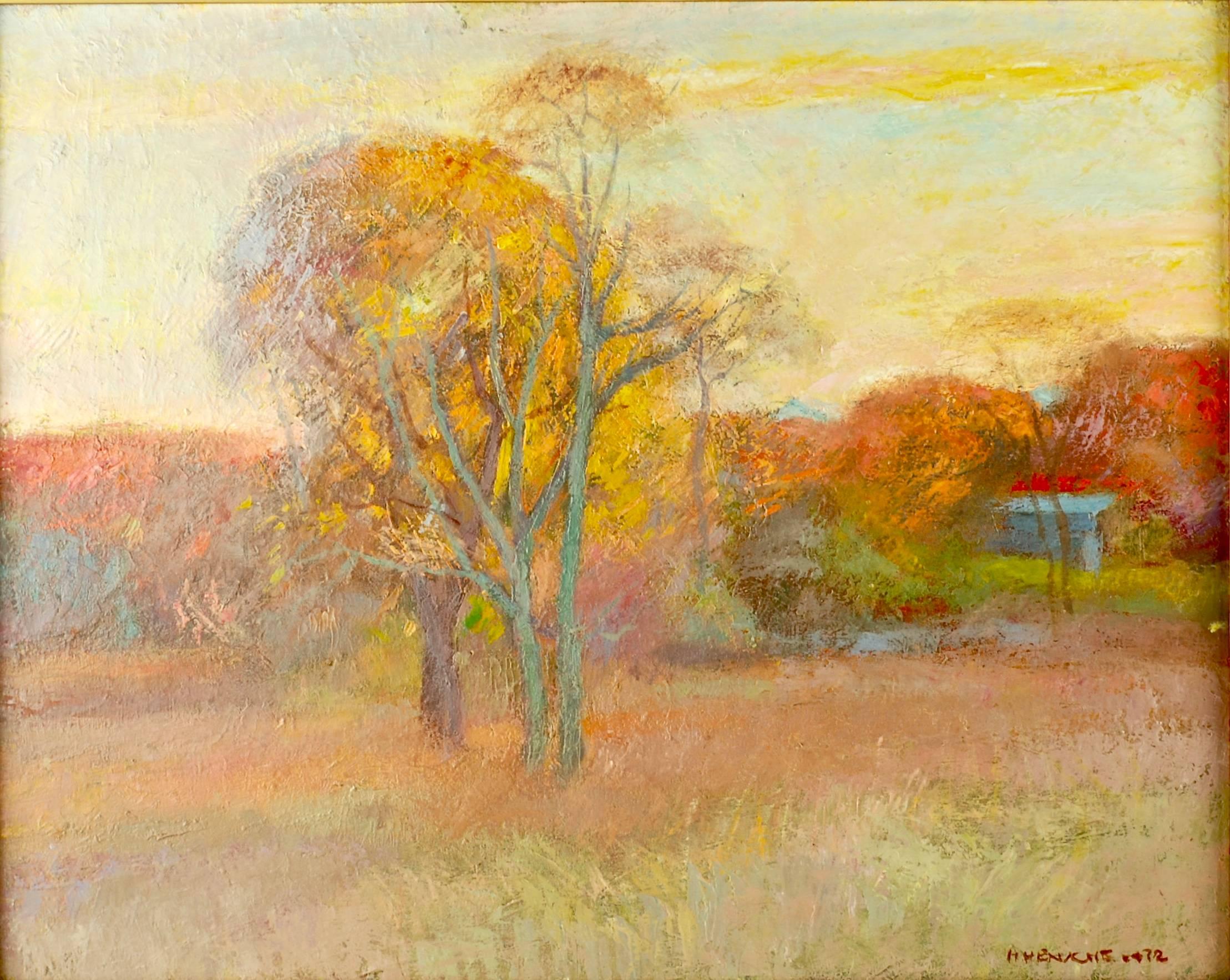 This striking Impressionist painting was executed by well listed artist Henry Hensche (1899 - 1992). A gifted painter widely recognized as an unparalleled colorist, Hensche began his studies at the Art Institute of Chicago and moved to the famed