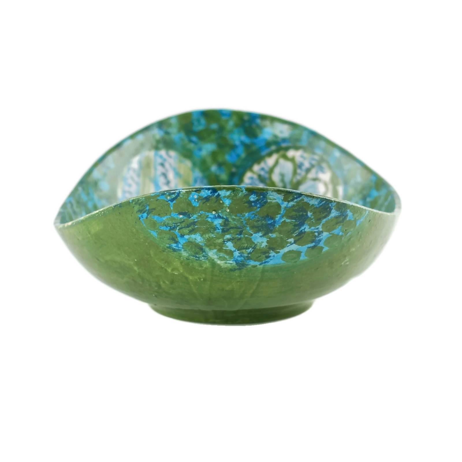 Midcentury Raymor Hand-Painted Italian Ceramic Centerpiece Bowl In Good Condition For Sale In Cincinnati, OH