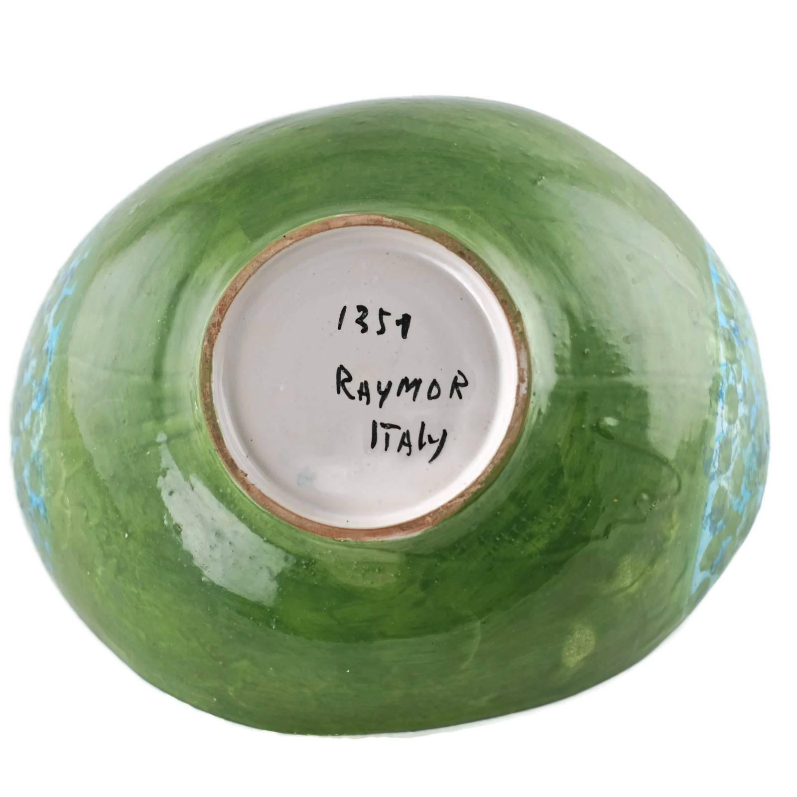 Midcentury Raymor Hand-Painted Italian Ceramic Centerpiece Bowl For Sale 4