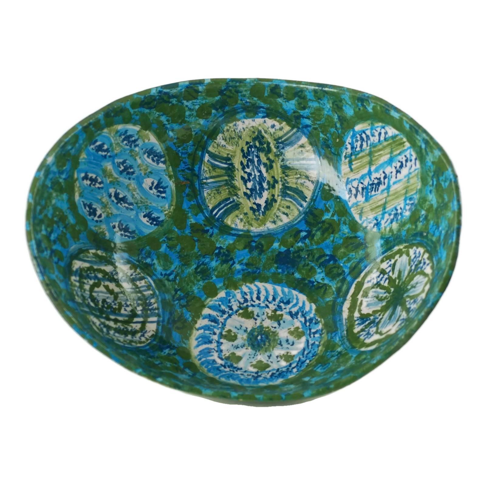 Midcentury Raymor Hand-Painted Italian Ceramic Centerpiece Bowl