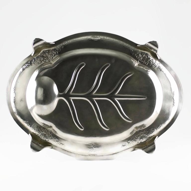 Large Dominick and Haff Sterling Silver Footed Meat Platter For Sale at