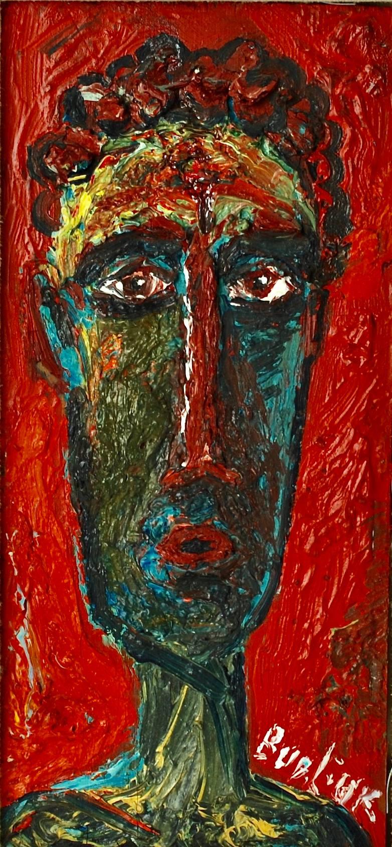 This vibrant neo-primitive portrait was executed by Ukranian born artist David Davidovich Burliuk (1882-1967). A student of the Kazan School of Fine Arts and Paris' Ecole des Beaux Arts, Burliuk moved to the United States in 1922 and settled on Long