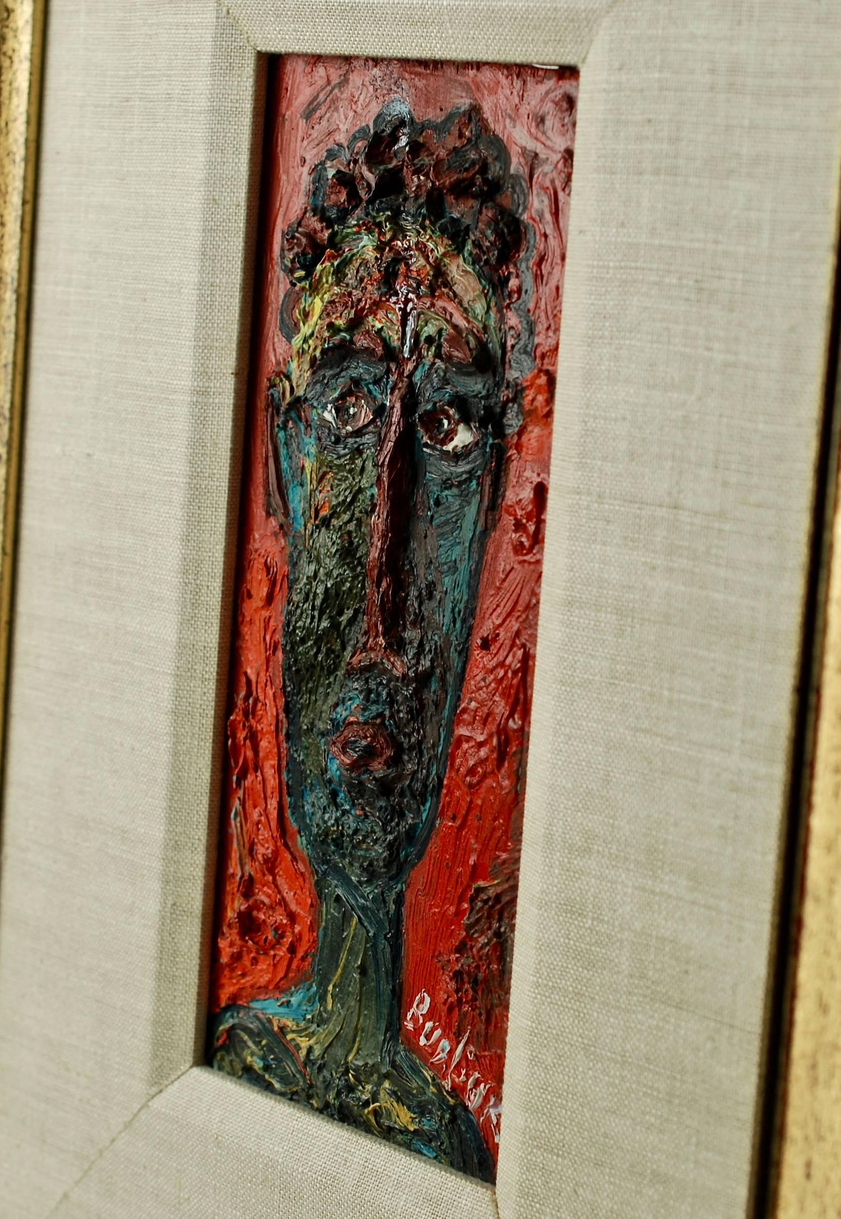 American 20th Century David Burliuk Neo-Primitive Portrait For Sale