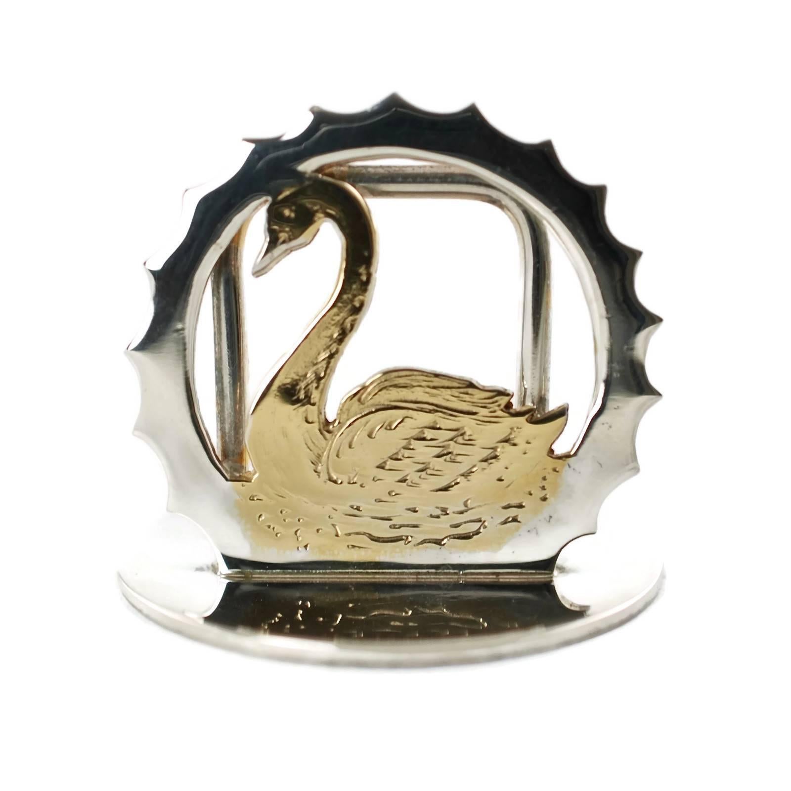 Other Asprey & Co Sterling Silver Cased Swan Motif Menu Place Card Holders Set of 12 For Sale
