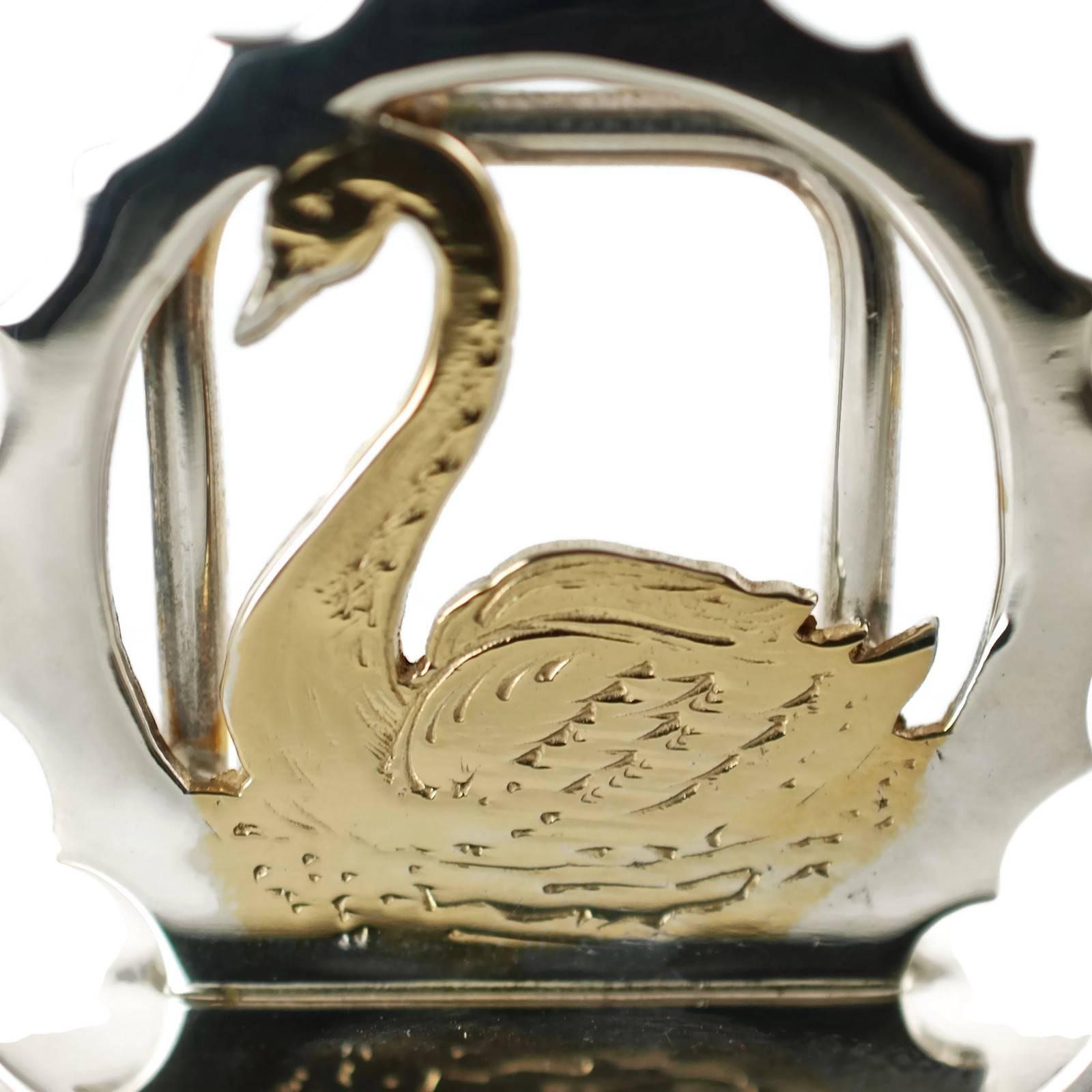 Asprey & Co Sterling Silver Cased Swan Motif Menu Place Card Holders Set of 12 Bon état - En vente à Cincinnati, OH