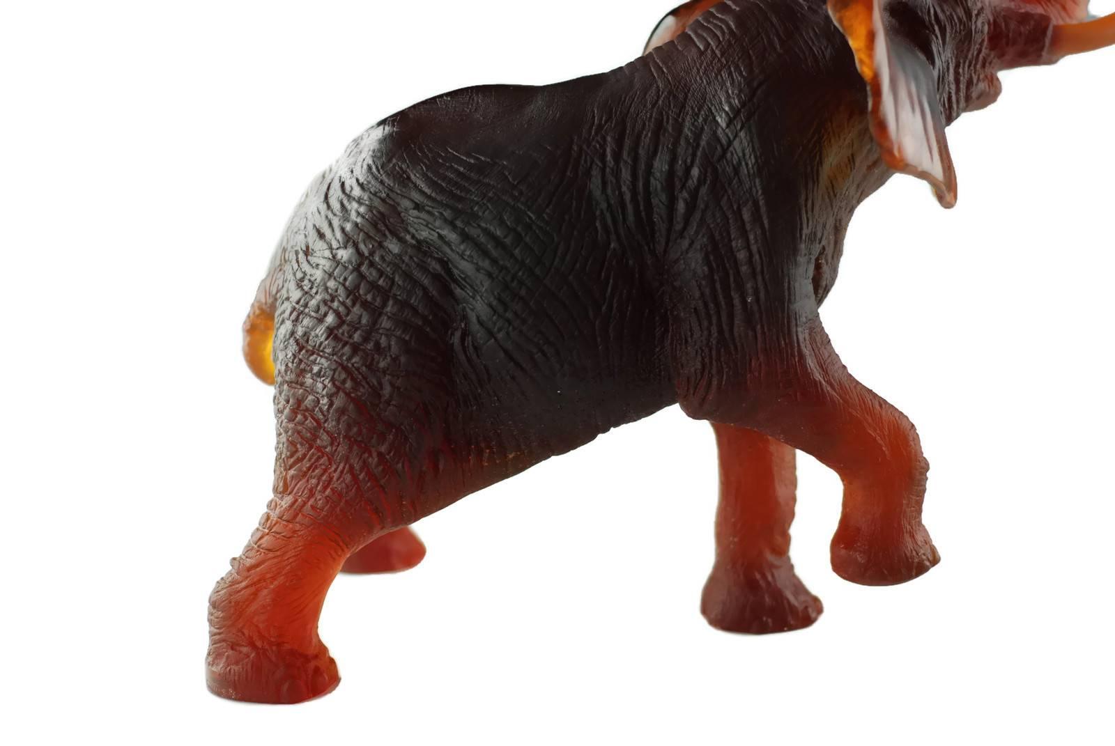 Contemporary Jean-Francois Leroy for Daum Pate De Verre Large Amber Elephant