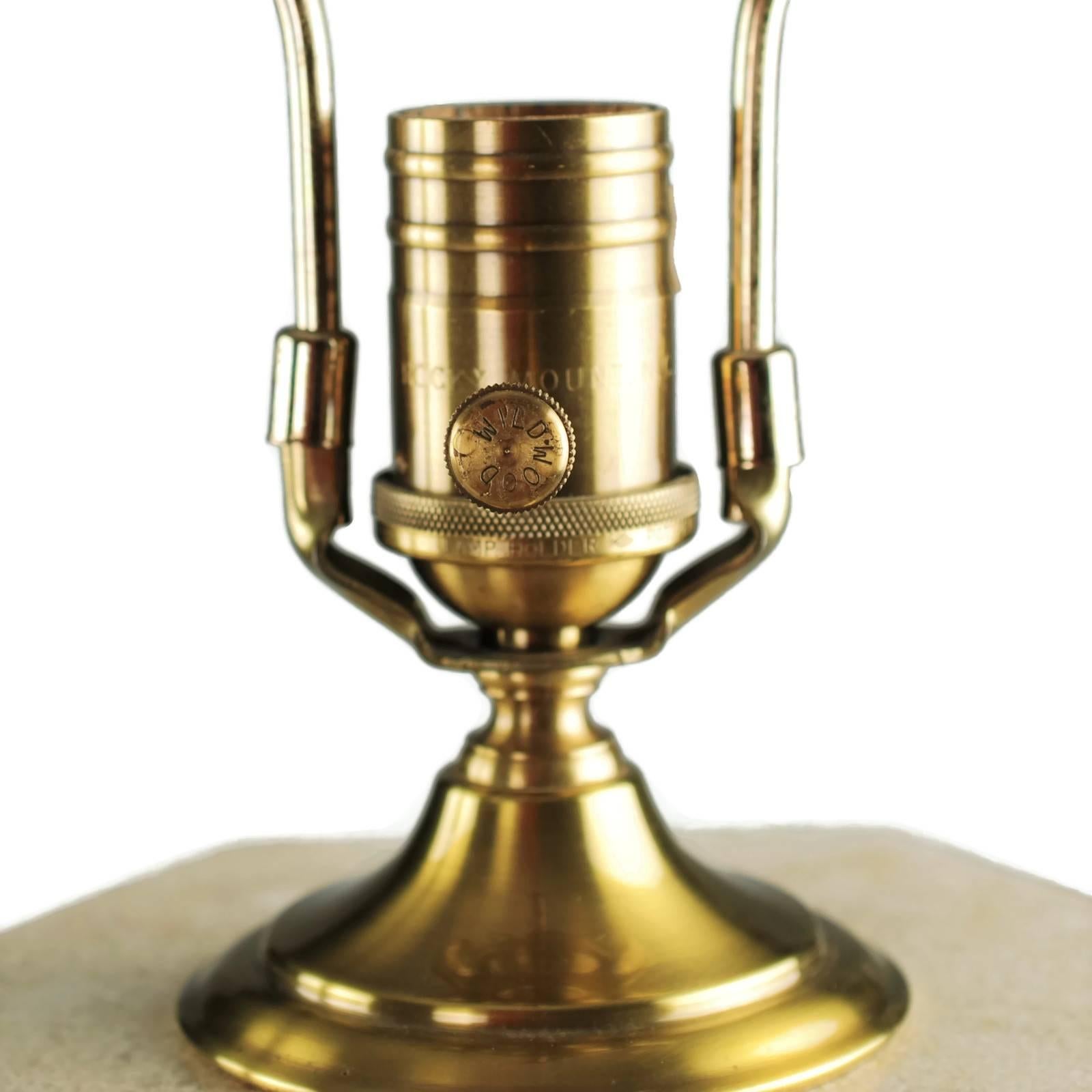 American Pair of Wildwood Tessellated Stone Table Lamps with Brass Trim