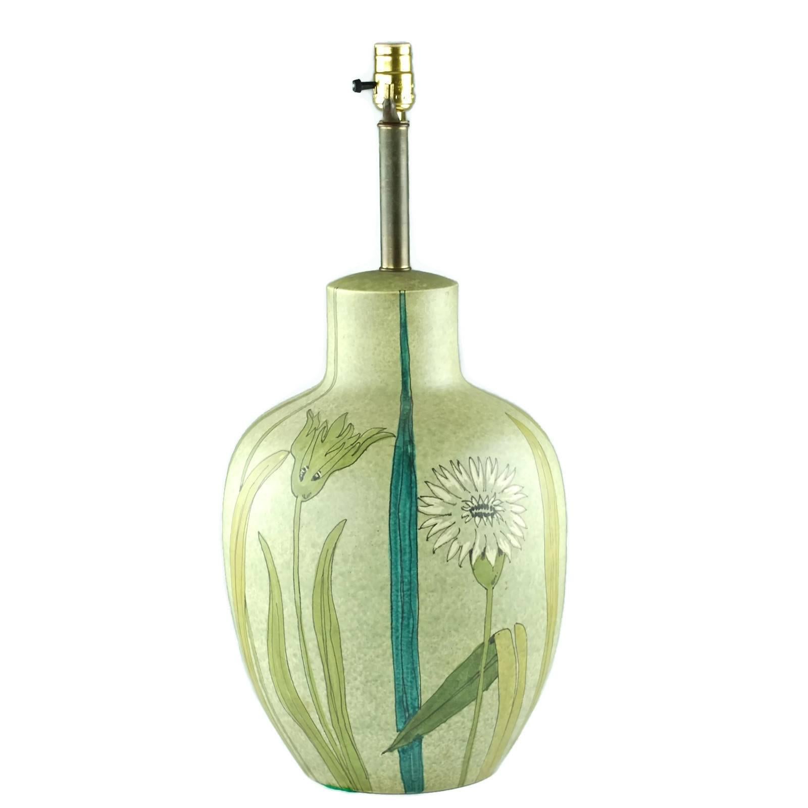 This large Italian ceramic table lamp was designed by Alvino Bagni for importer and distributor Raymor, whose tagline was 