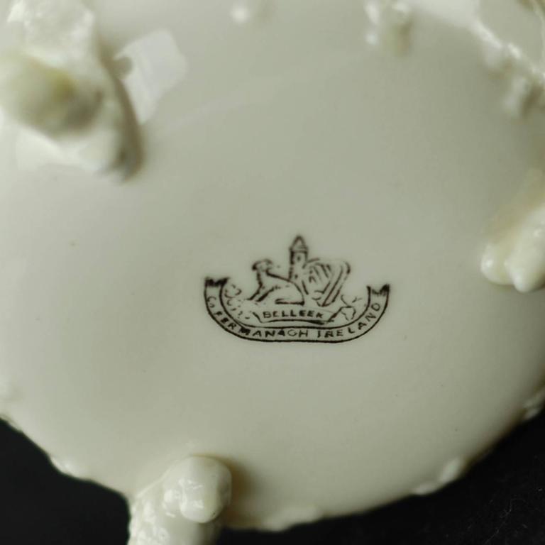 19th Century Belleek Footed Shell Porcelain Teapot, Second Period For