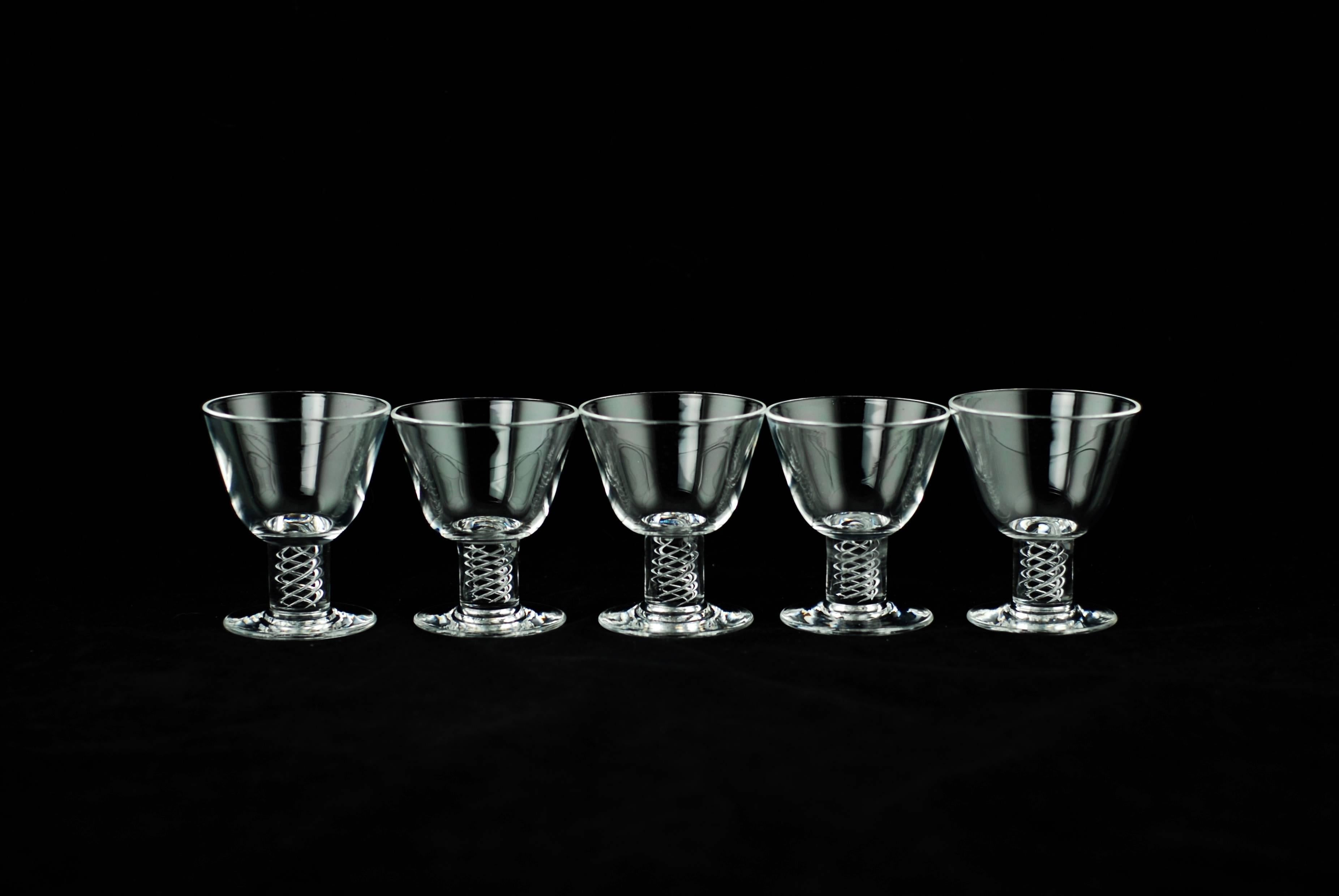 American George Thompson for Steuben Air Twist Cocktail Glasses, Set of 12 in Shape 7917