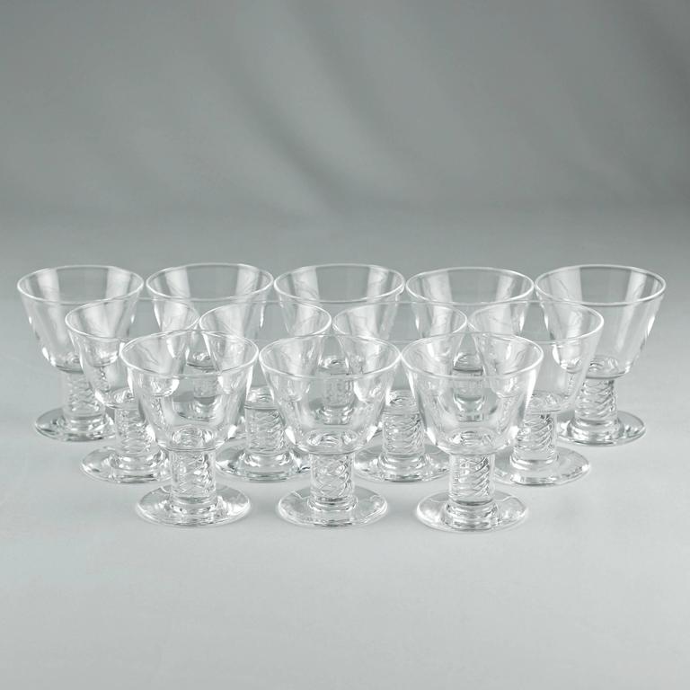 Thompson for Steuben Air Twist Cocktail Glasses, Set of 12 in