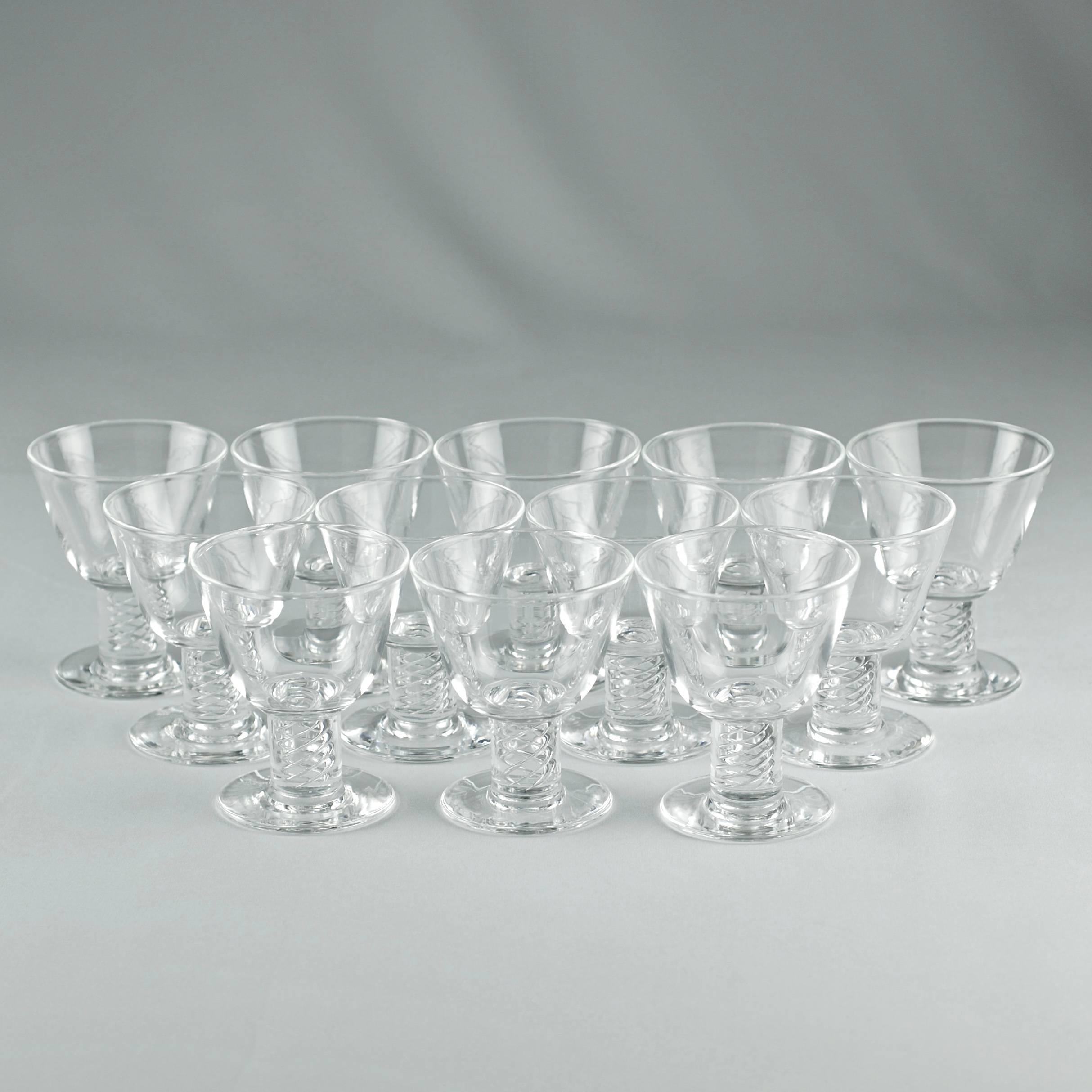 George Thompson for Steuben Air Twist Cocktail Glasses, Set of 12 in Shape 7917 1