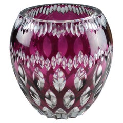 Große Vase aus klarem Kristall mit Amethyst-Schliff von Val Saint Lambert, Xavier Crespo