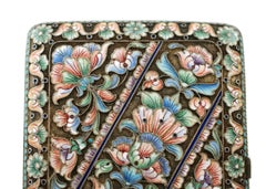 Art Nouveau Russian Silver Gilt and Shaded Cloisonne Enamel Cigarette Case