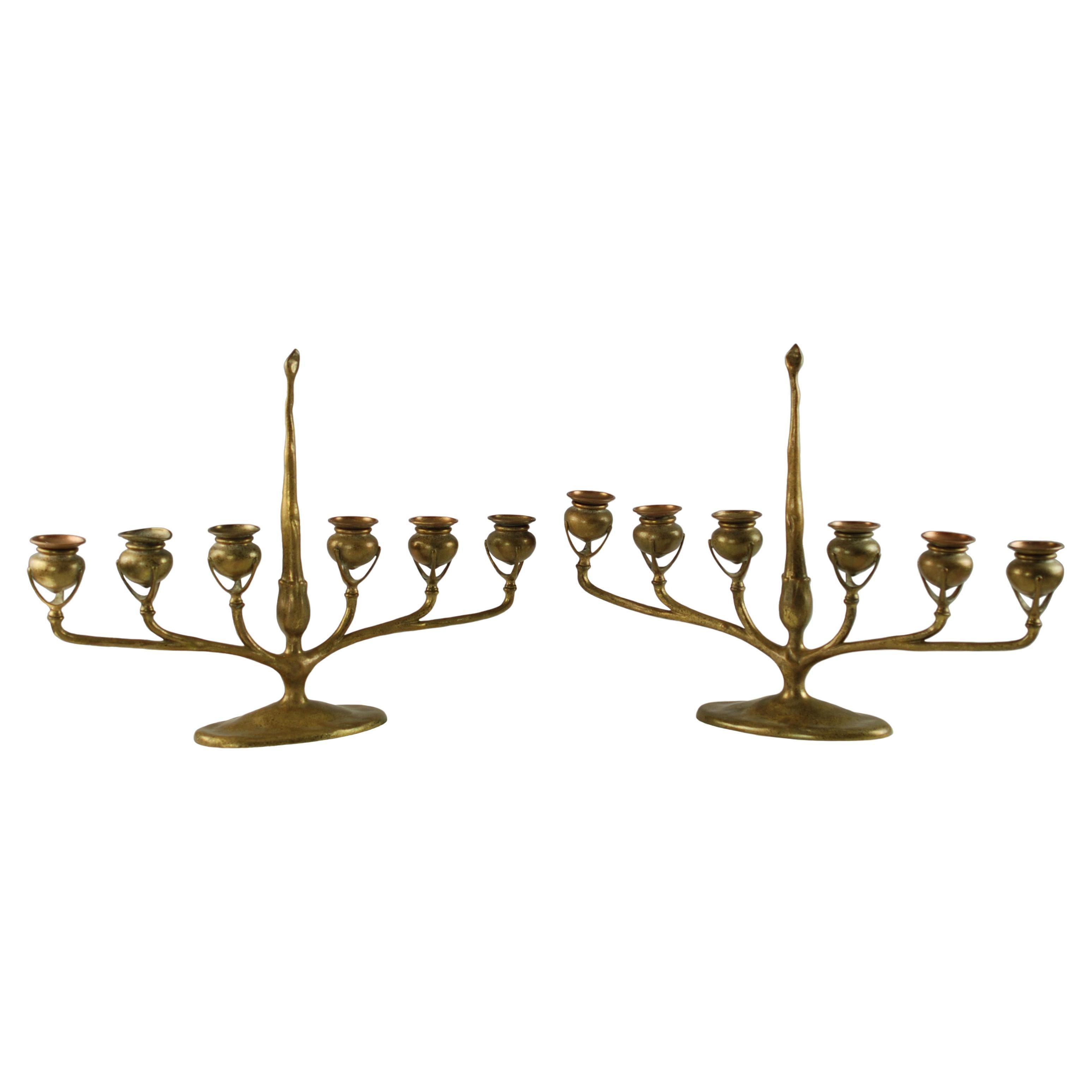 19th Century Tiffany Studios Gilt Bronze Branch Form Candelabra