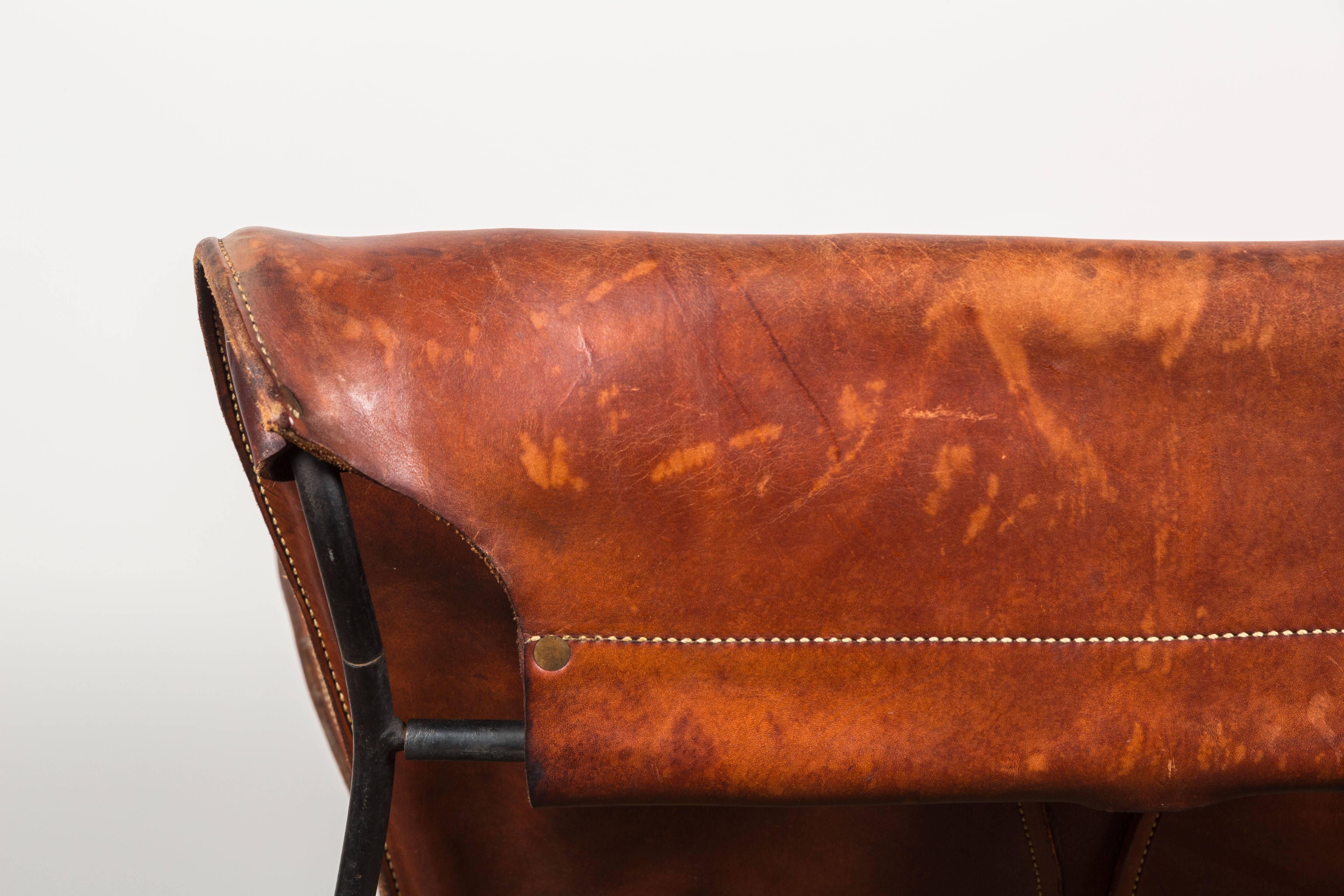 Mid-20th Century Patinated Leather Lounge Chair by Max Gottschalk