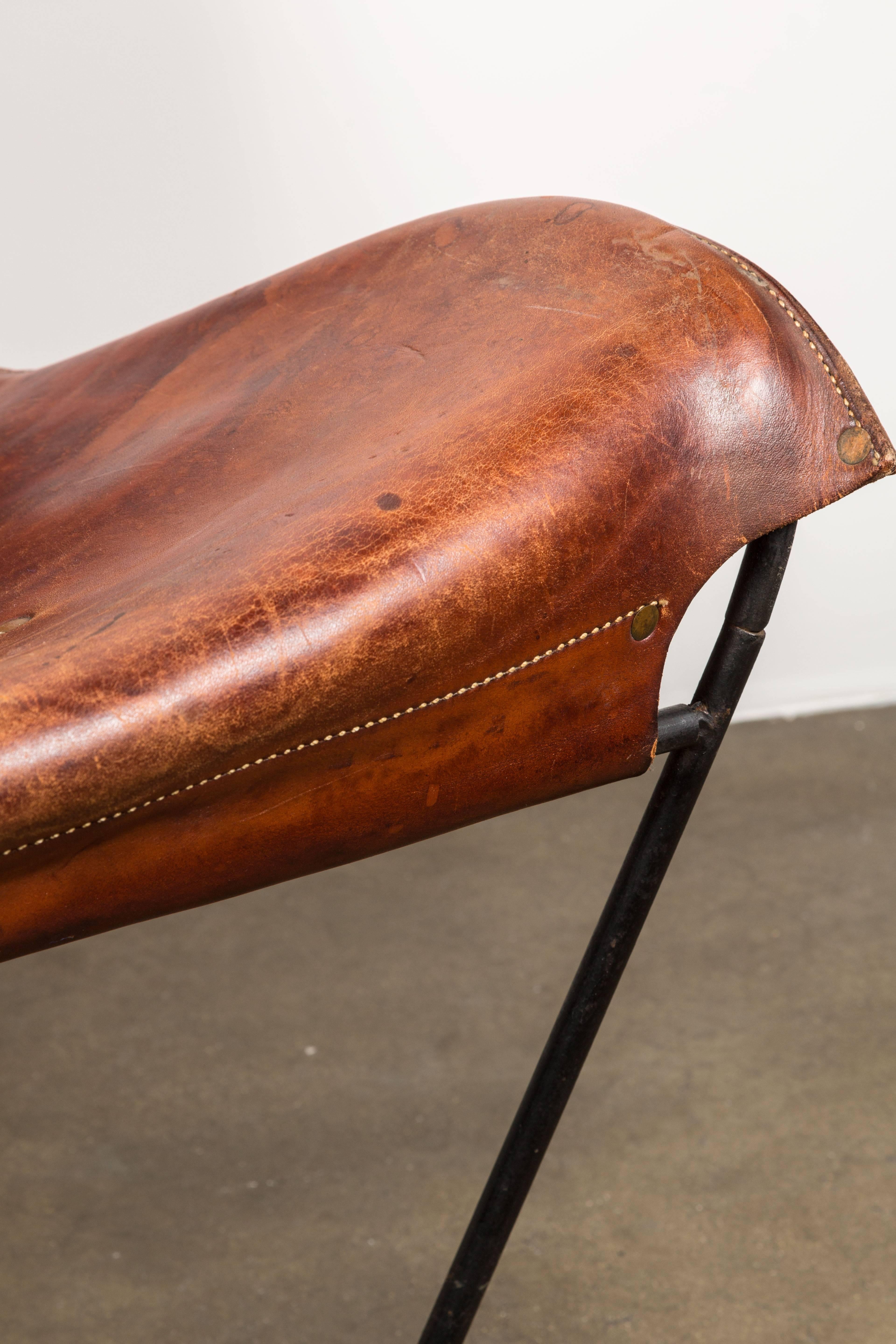Patinated Leather Lounge Chair by Max Gottschalk 1