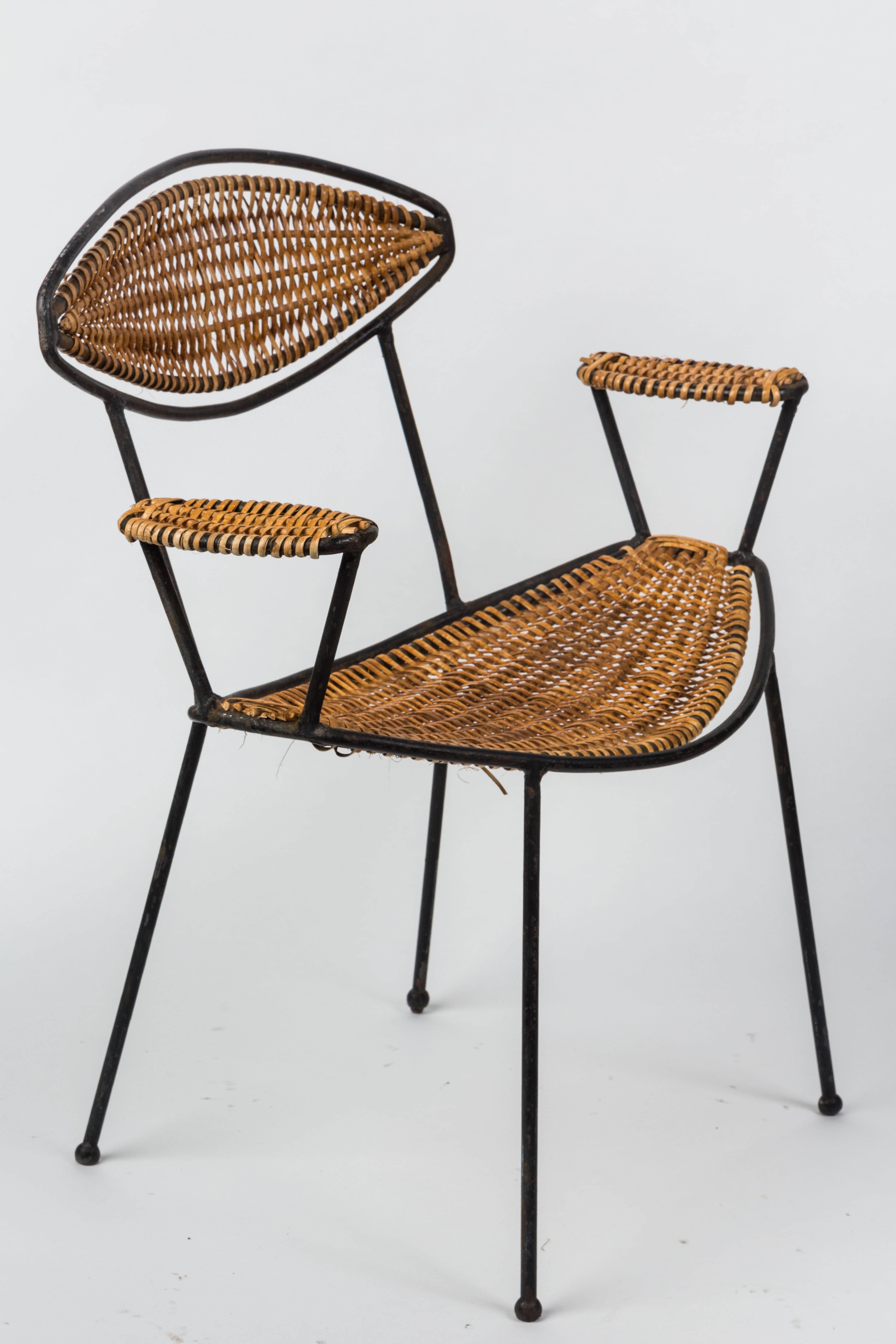 Rare Rattan and Iron Dining Set by John Risley In Excellent Condition In Los Angeles, CA