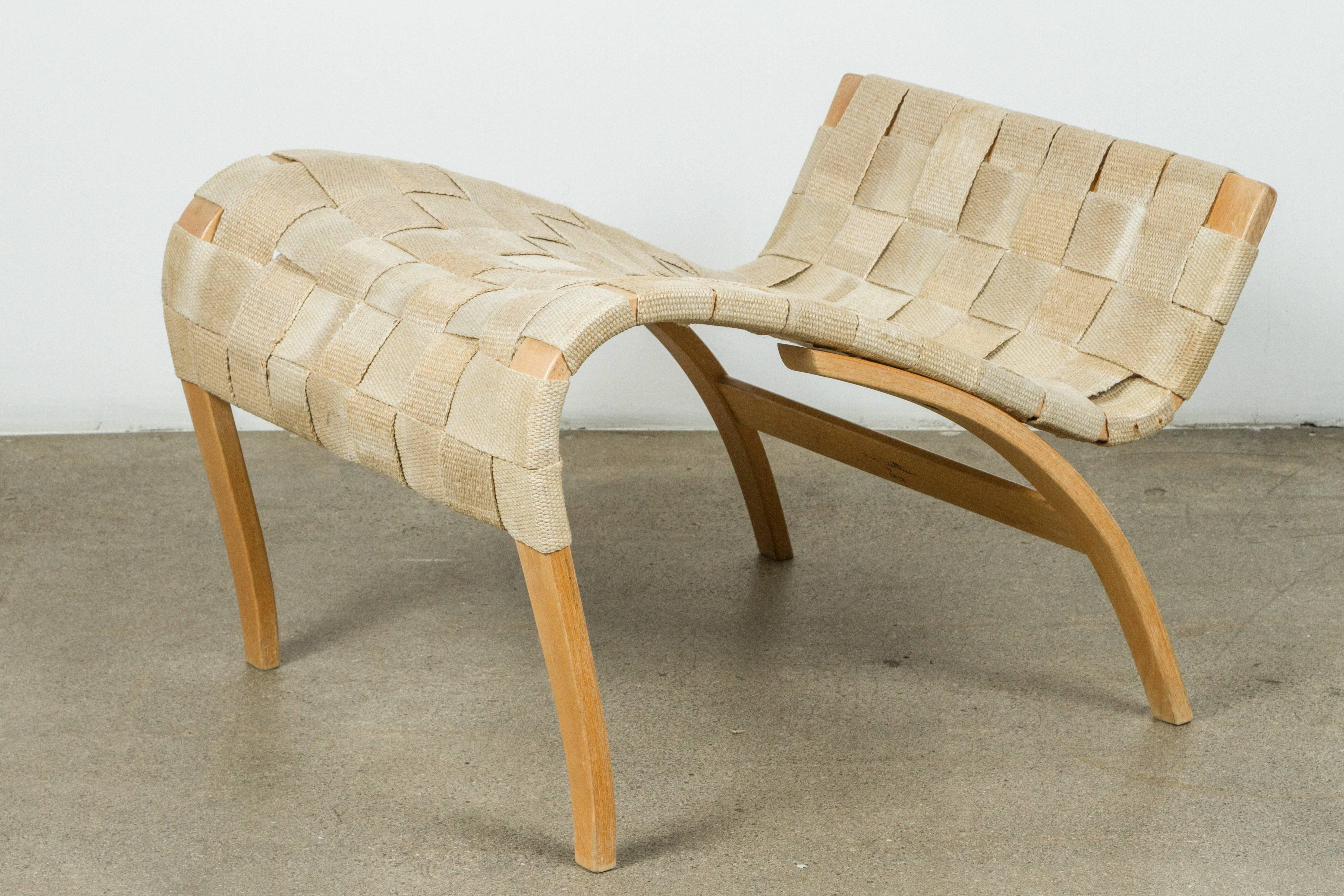 Beech Pernilla Lounge Chair and Ottoman by Bruno Mathsson