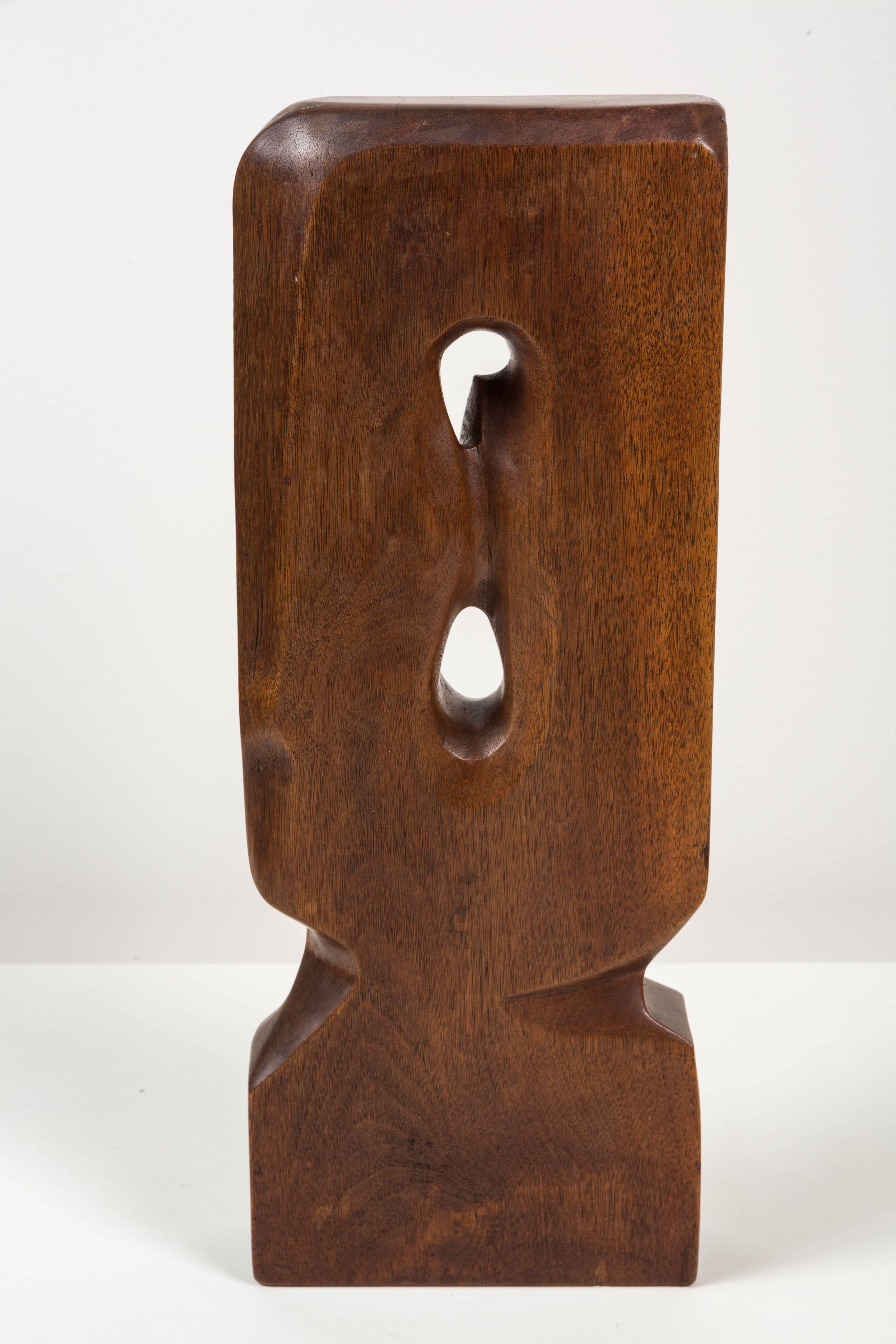 Biomorphic, organic carved wood sculpture. Signed Birtles, made in California, circa 1967.