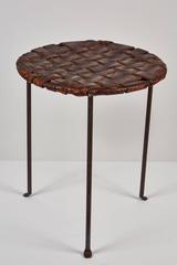 Hocker aus Eisen und gewebtem Leder von Lila Swift und Donald Monell