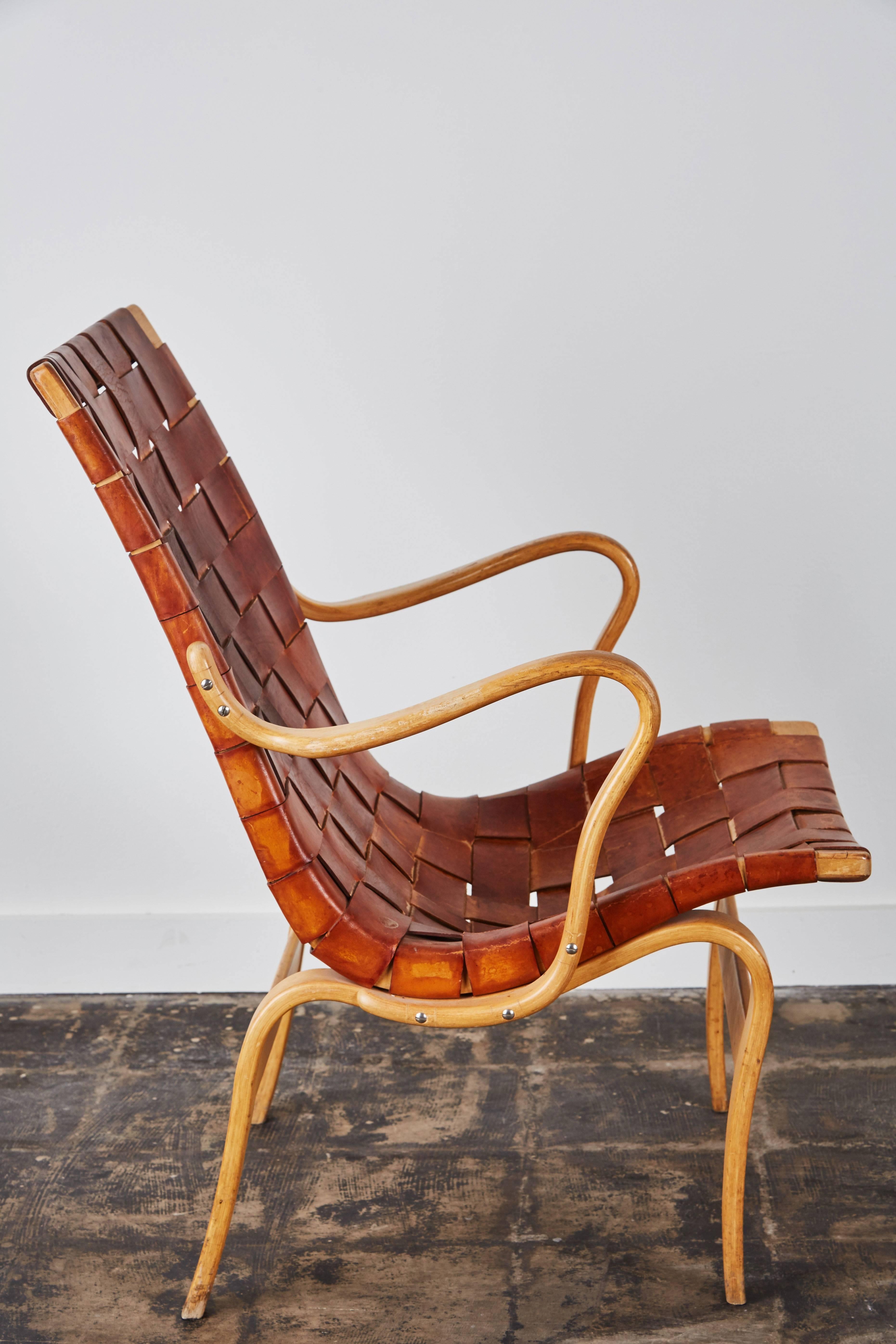 woven leather armchair