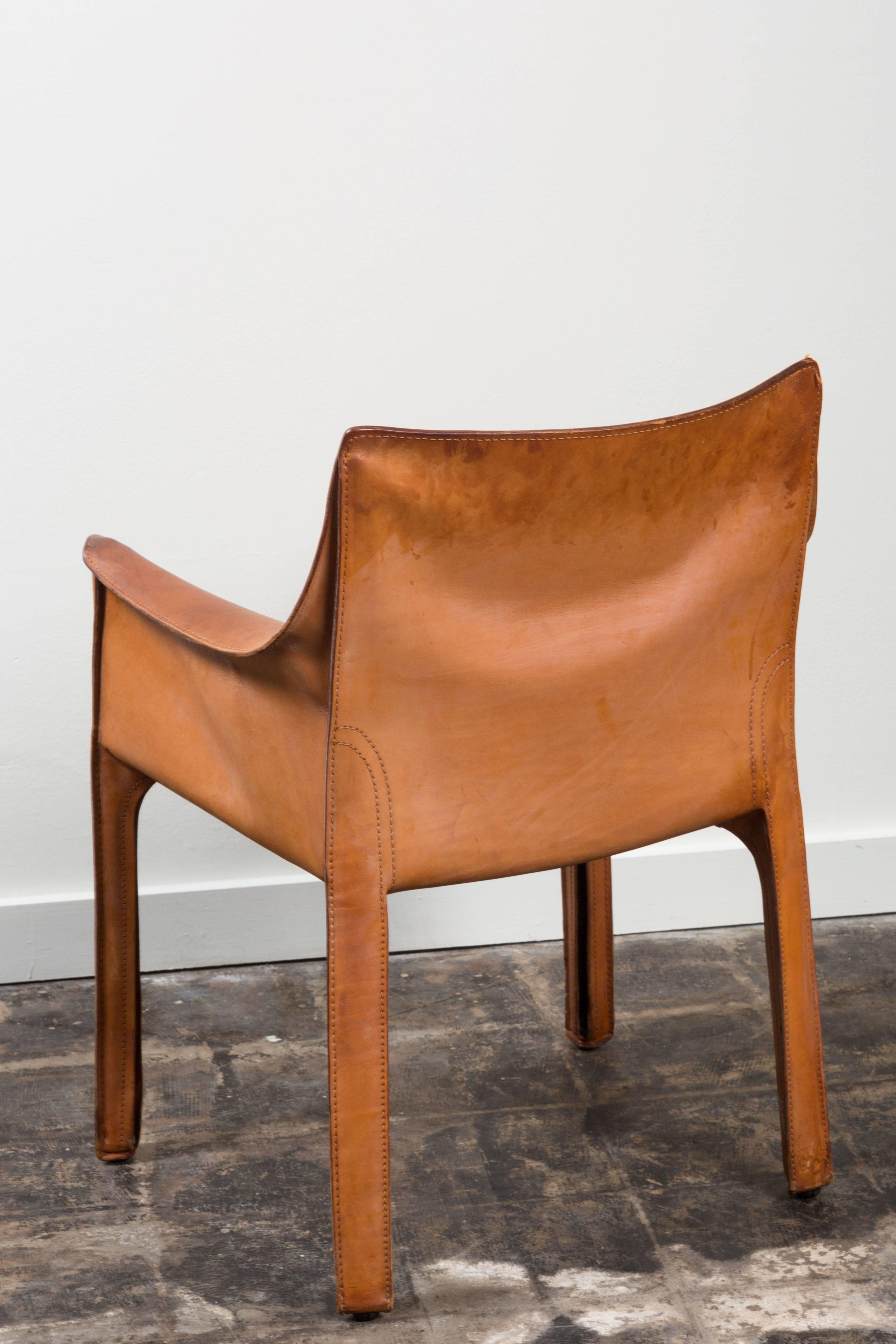 Set of Eight Leather Cab Chairs by Mario Bellini 3