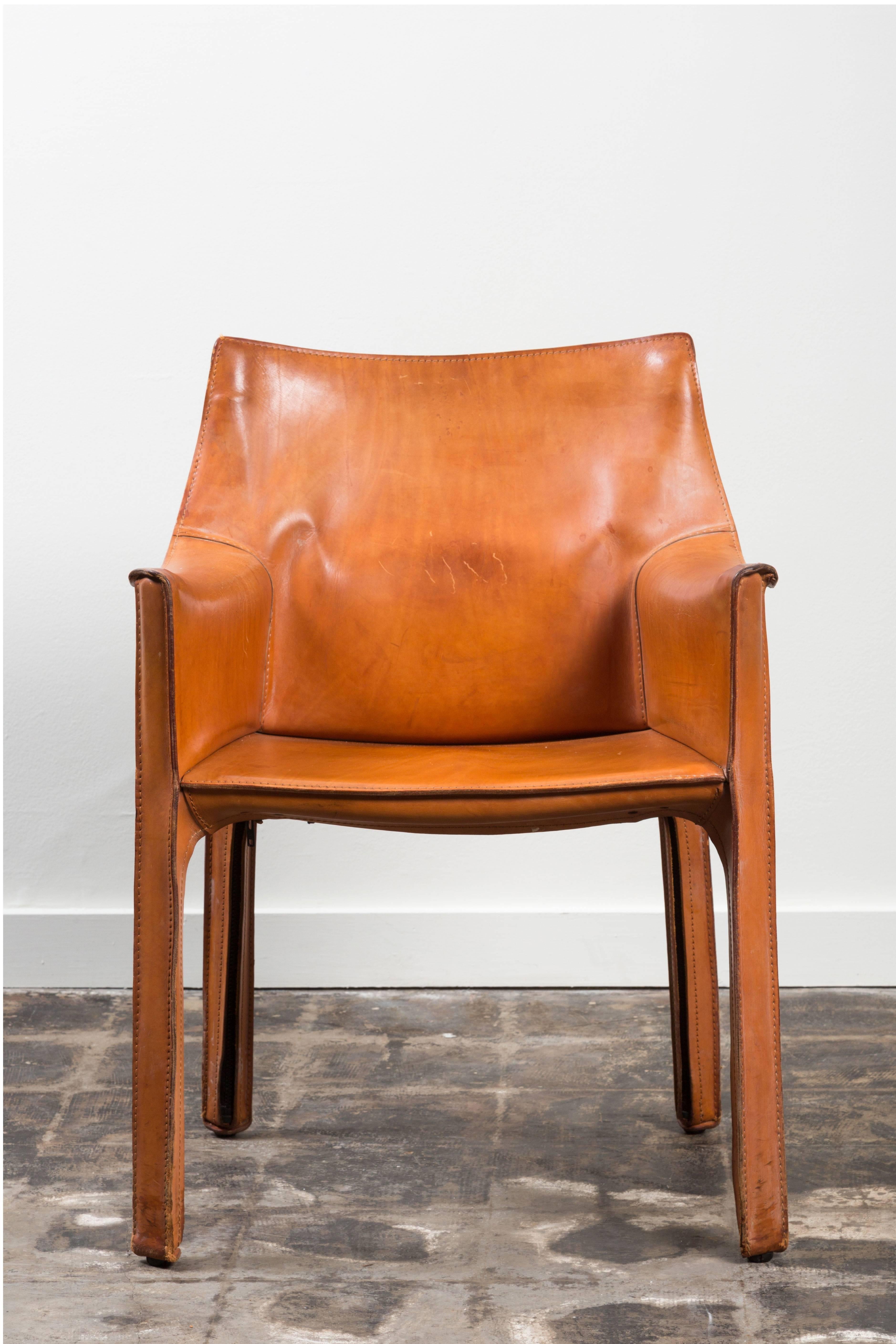 Set of Eight Leather Cab Chairs by Mario Bellini 1