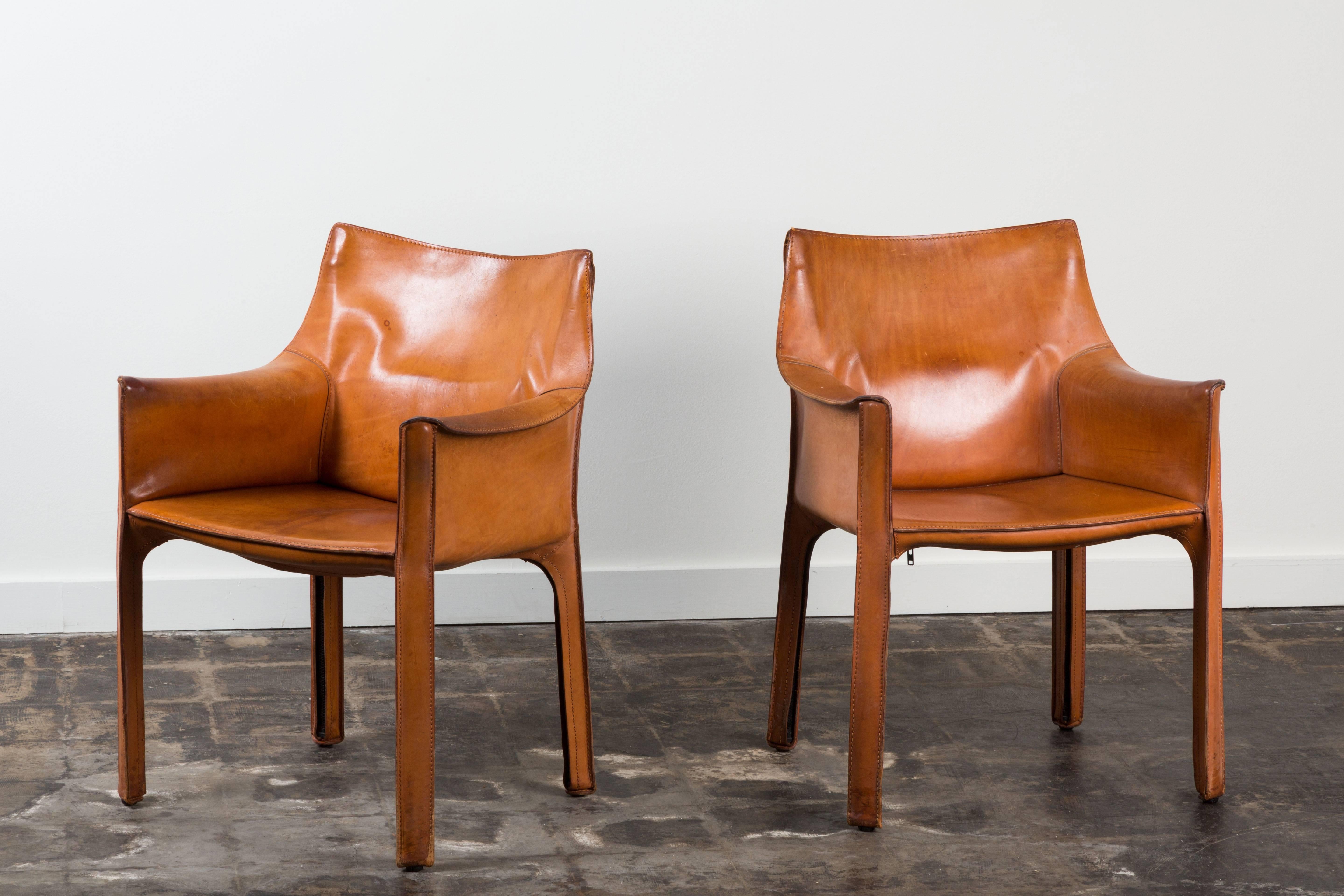 Set of Eight Leather Cab Chairs by Mario Bellini In Excellent Condition In Los Angeles, CA