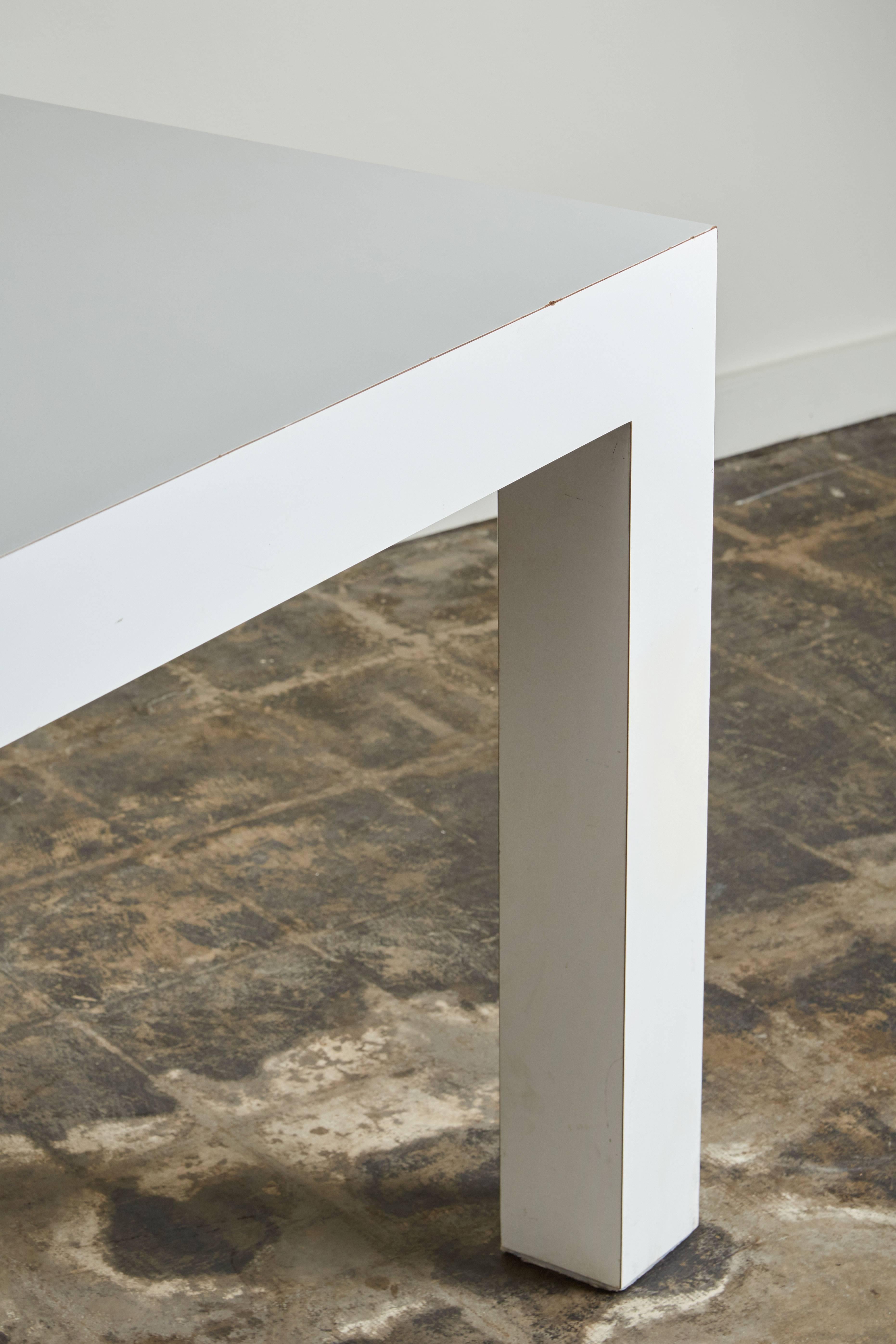 white parsons dining table