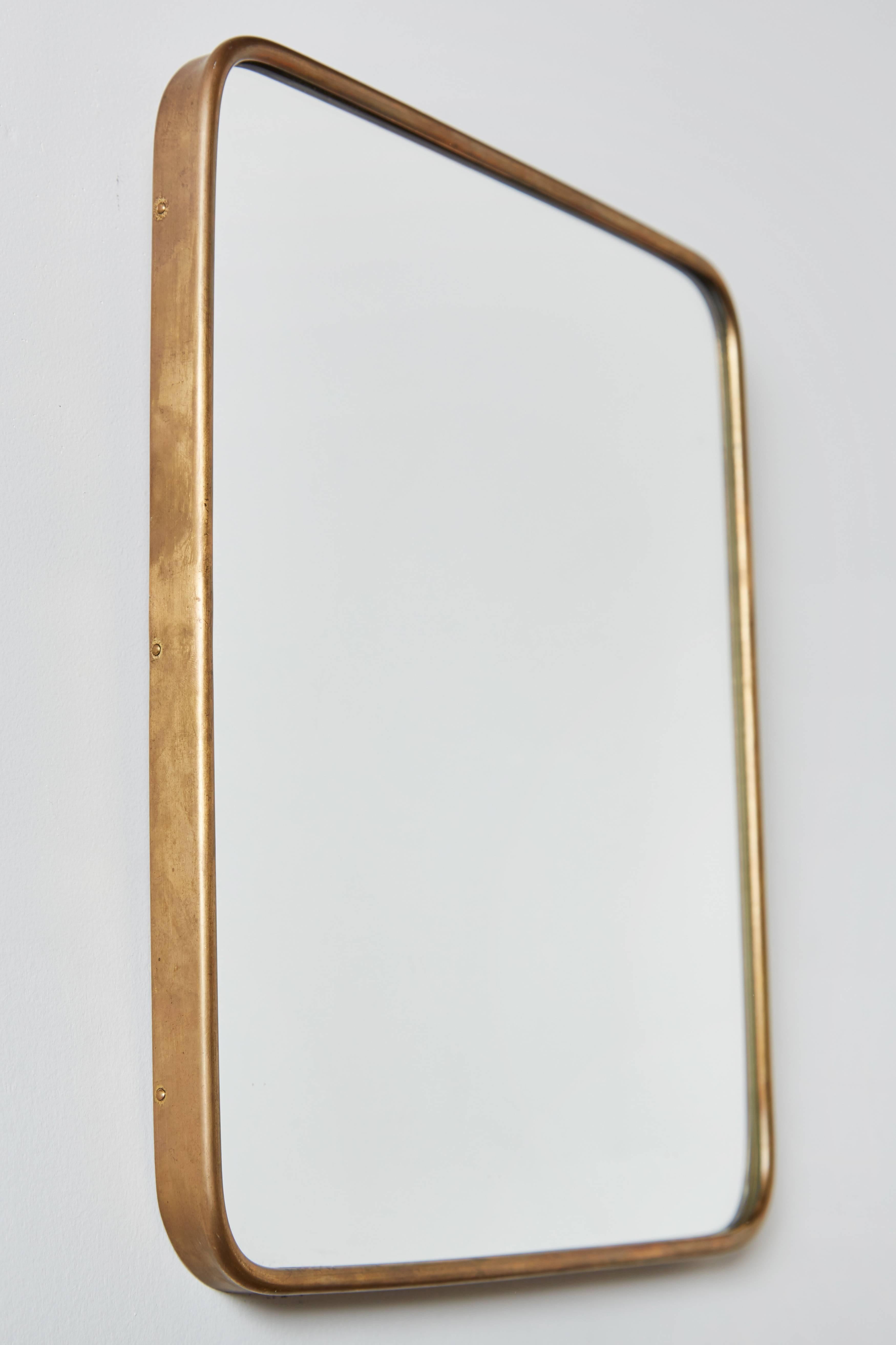 Mid-20th Century Unique Pair of Italian Brass Mirrors