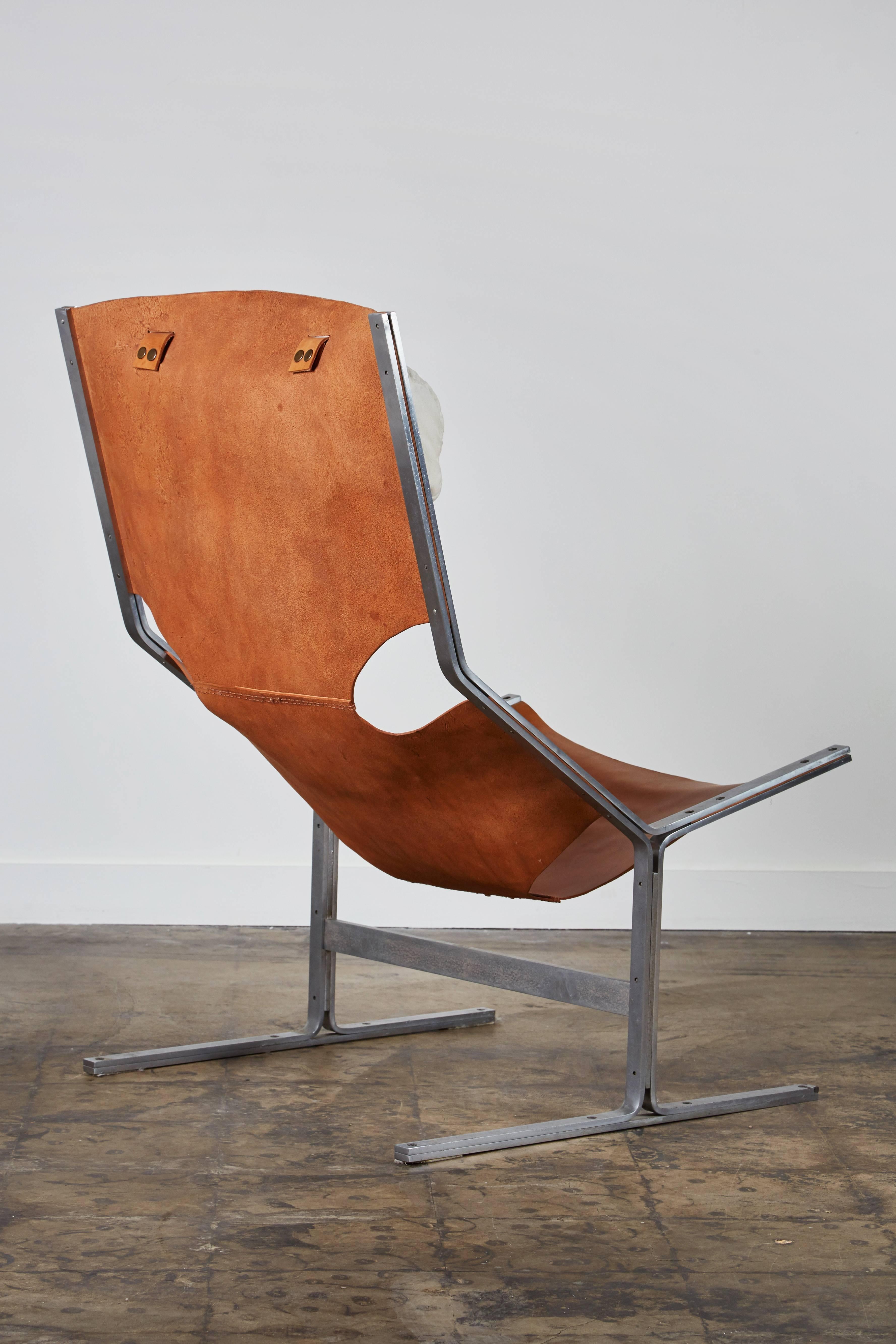 Mid-20th Century Rare Leather Lounge Chair by A. Polak