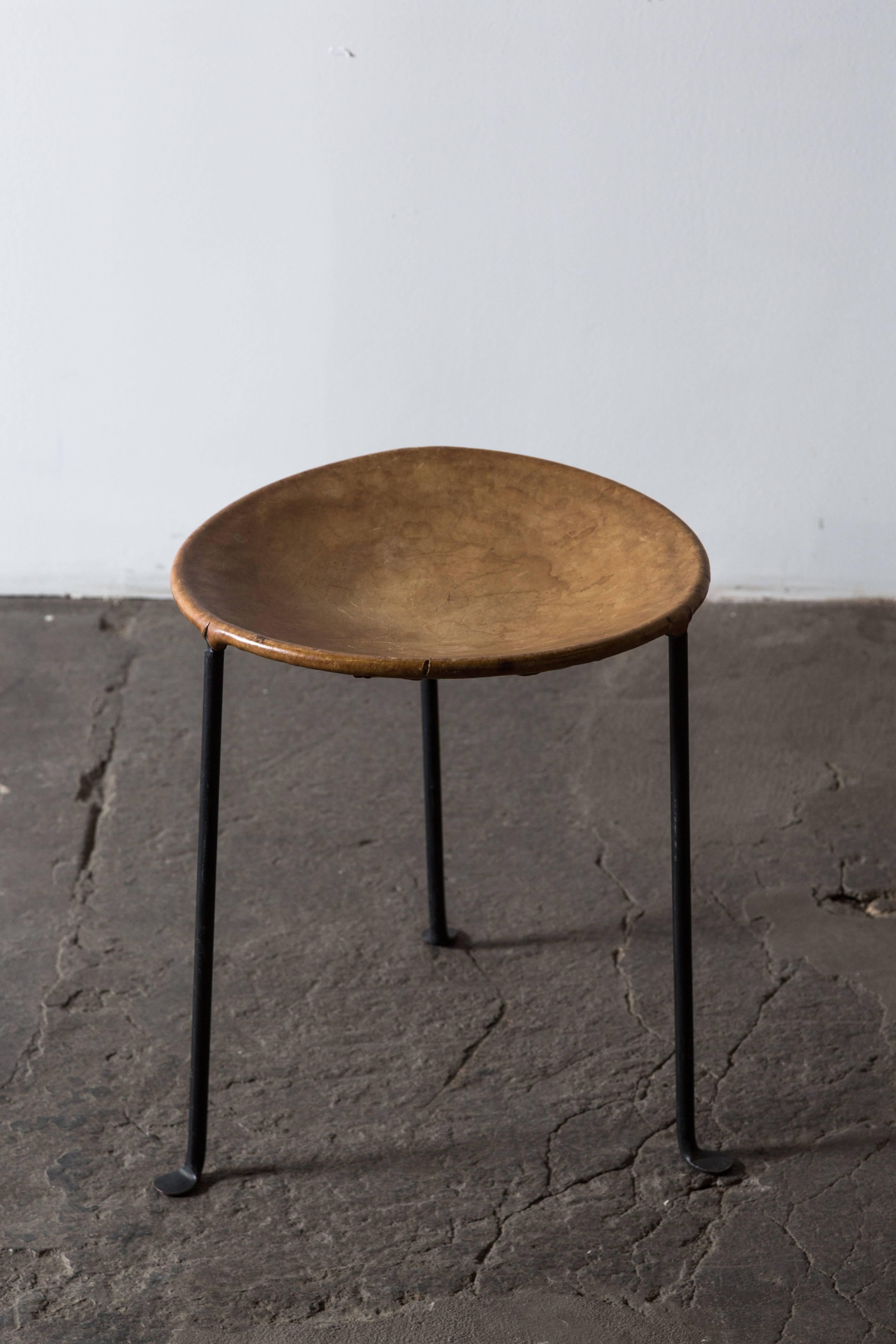 American Iron and Leather Stool by Lila Swift and Donald Monell