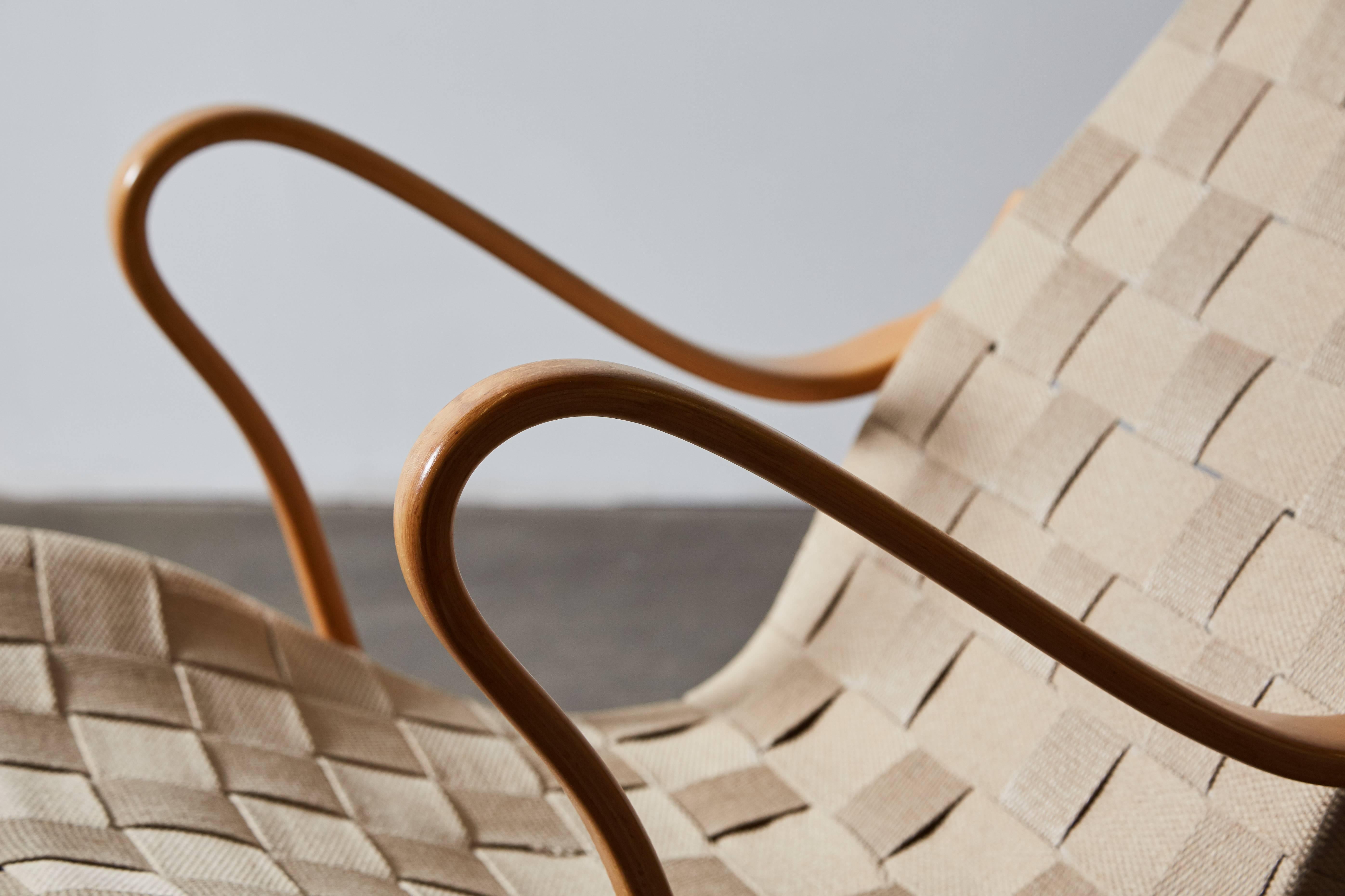 Canvas Pair of Pernilla Lounge Chairs by Bruno Mathsson