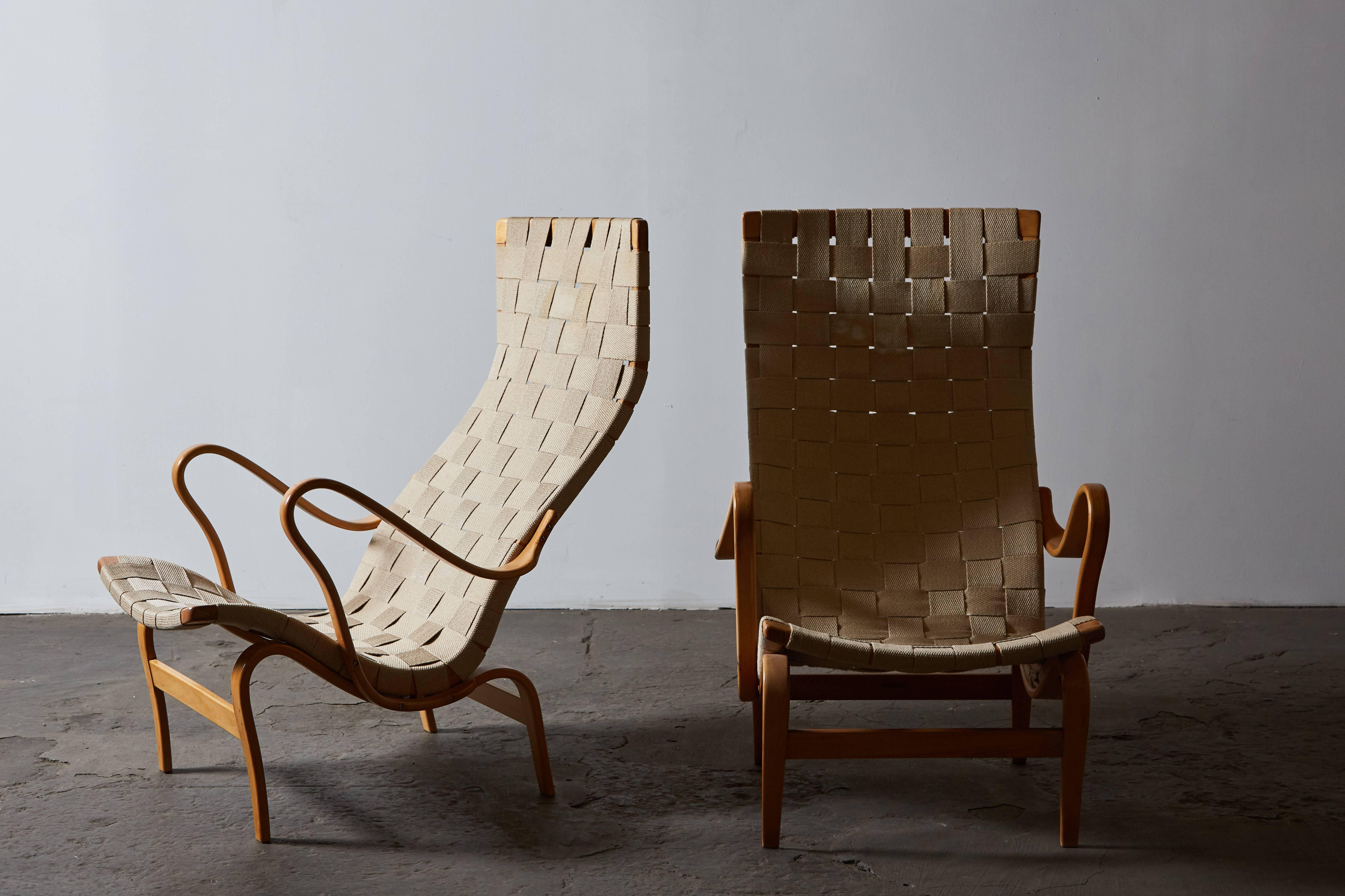 Mid-20th Century Pair of Pernilla Lounge Chairs by Bruno Mathsson