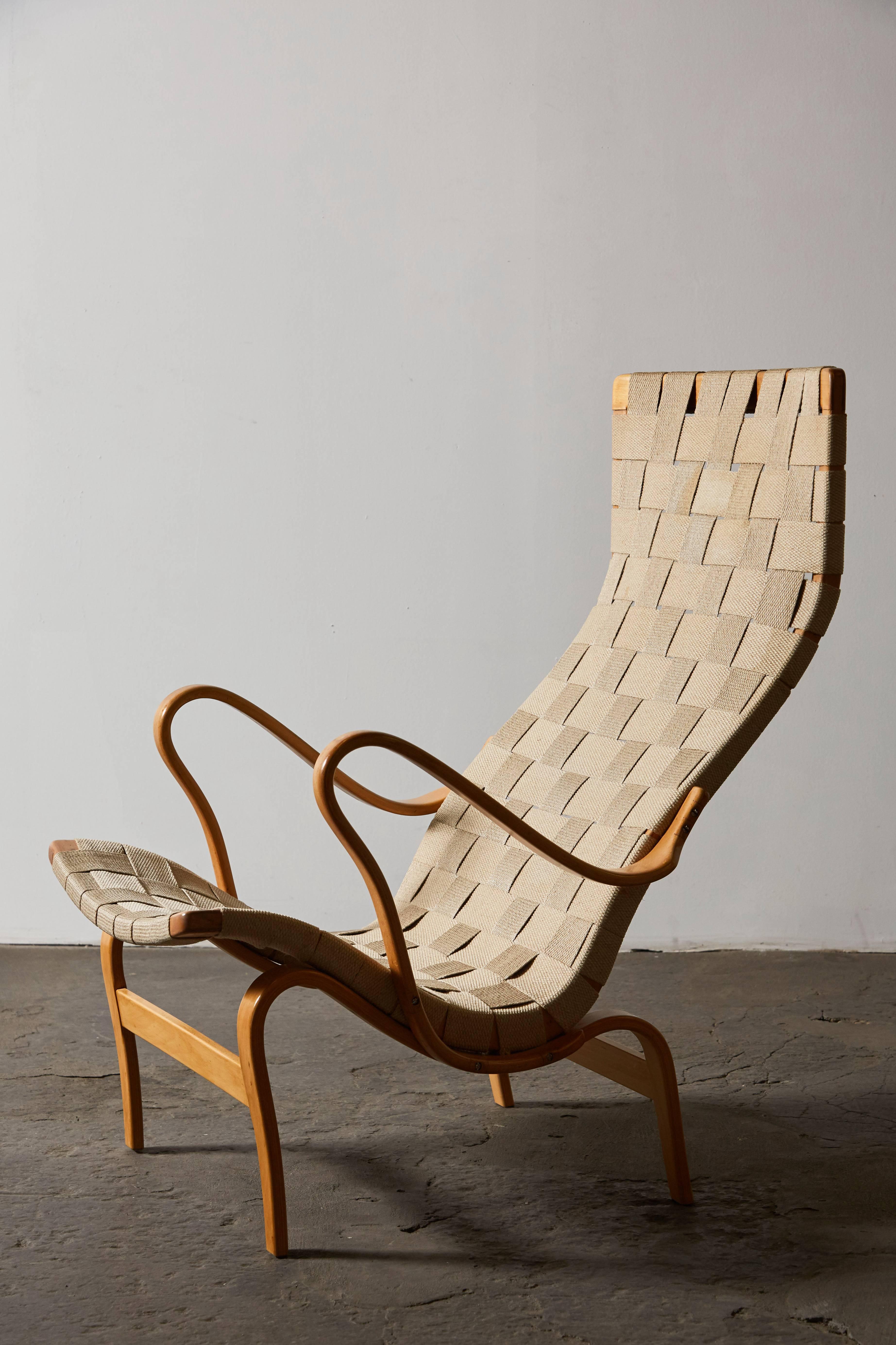 Pair of Pernilla lounge chairs by Bruno Mathsson. Made in Sweden, circa 1960s.