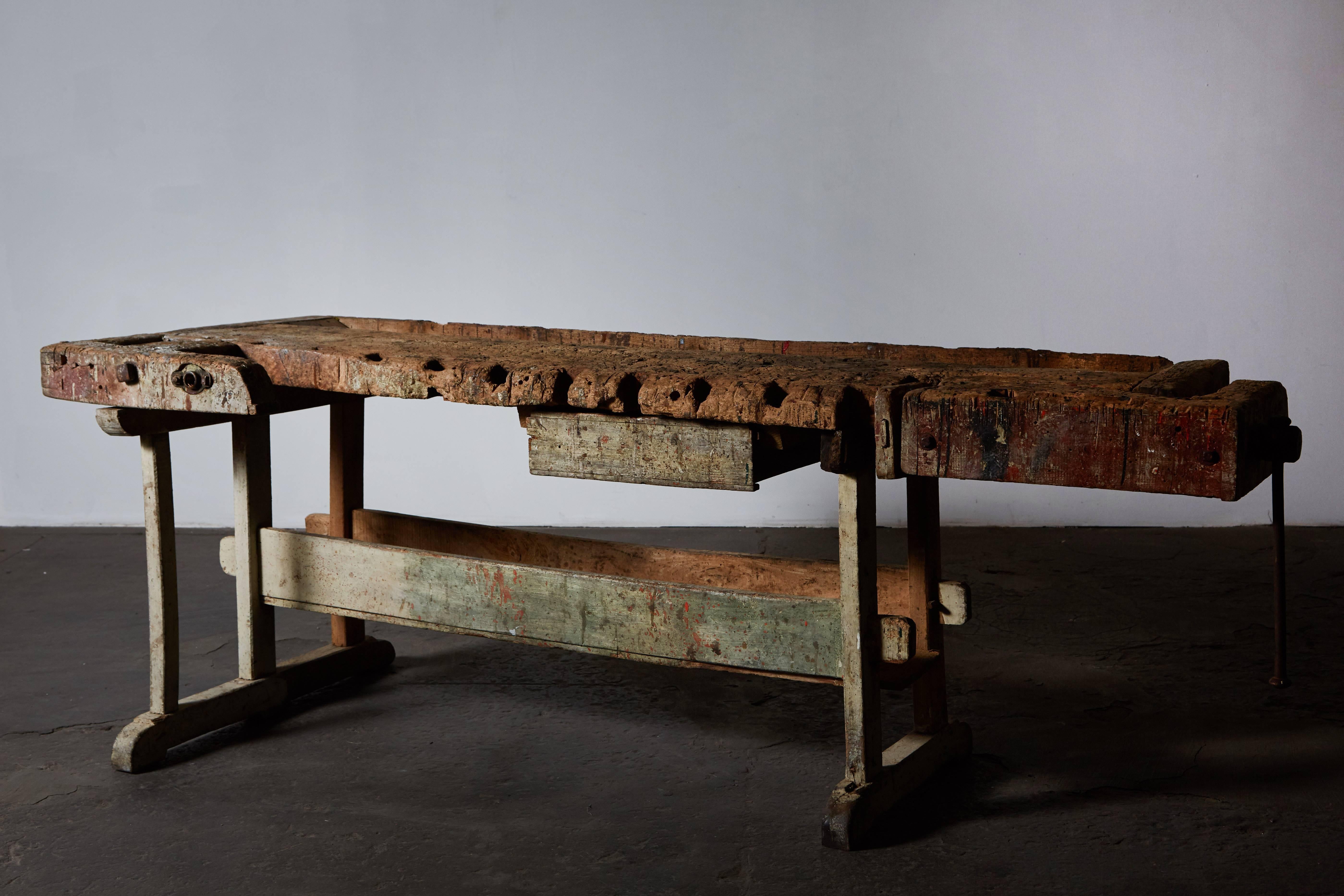 Early 20th Century French Work Table In Distressed Condition In Los Angeles, CA