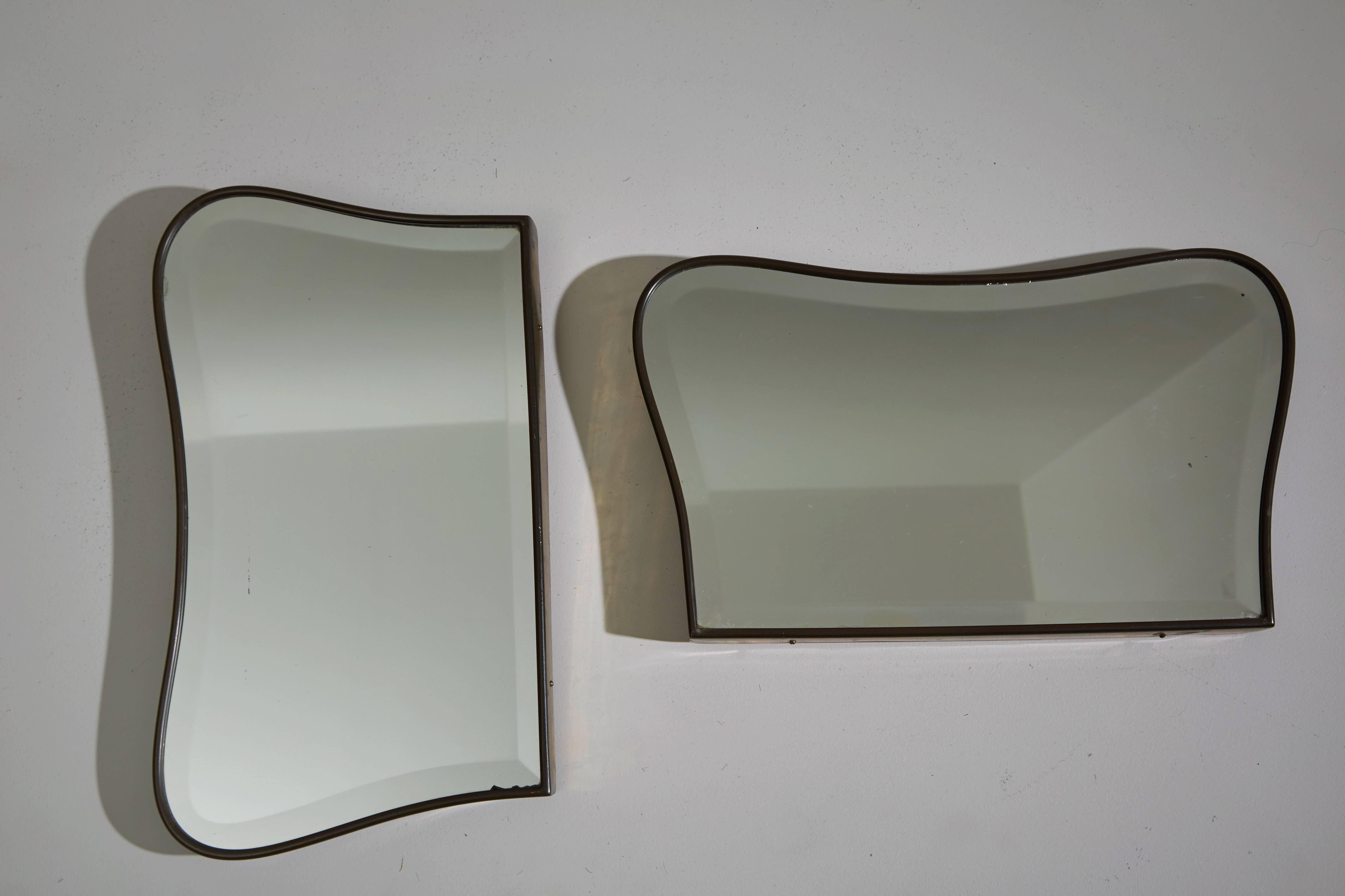 Modern Pair of Biomorphic Brass Italian Mirrors