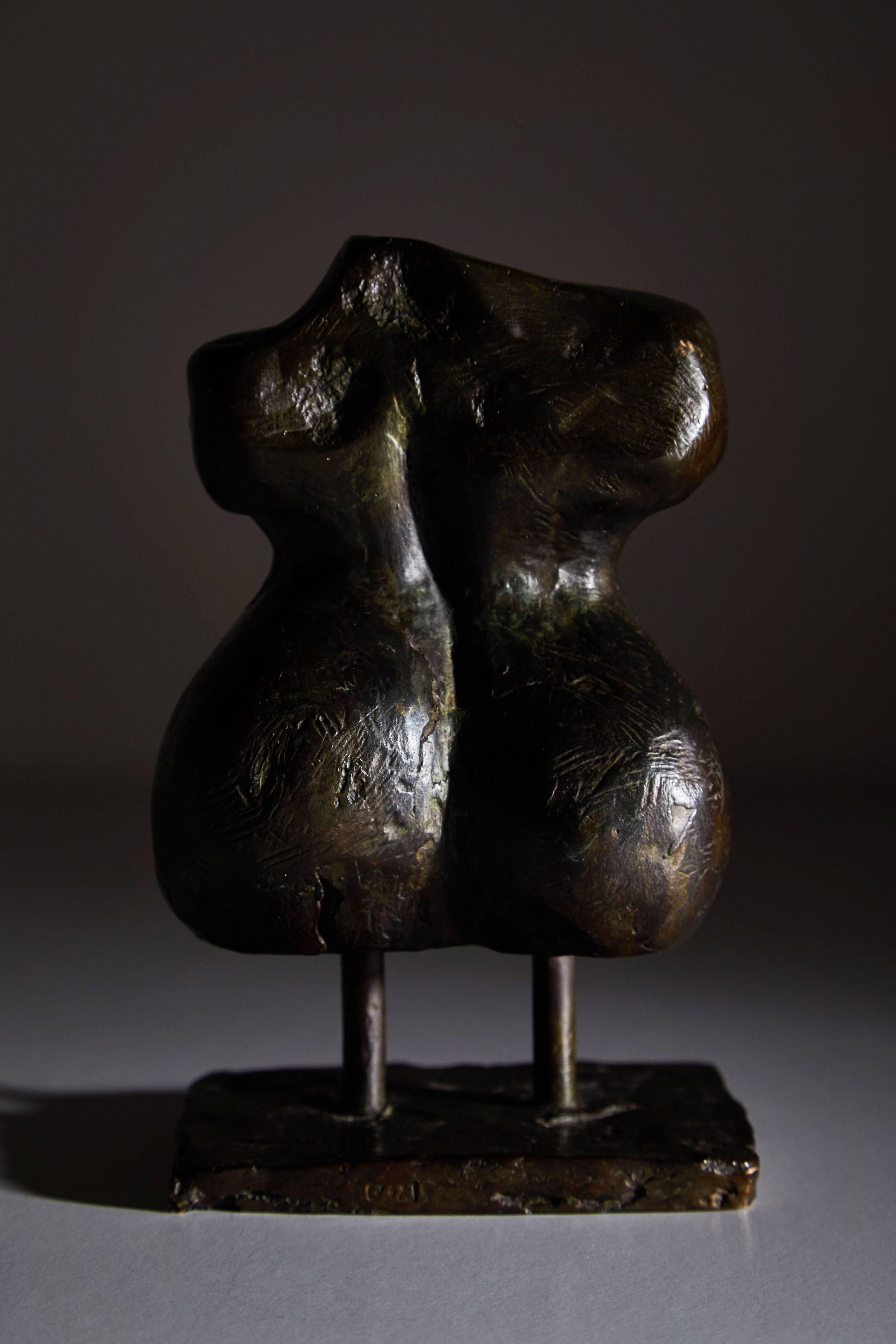 Bronze Nude Female Torso Sculpture by Exte Goyen In Excellent Condition In Los Angeles, CA