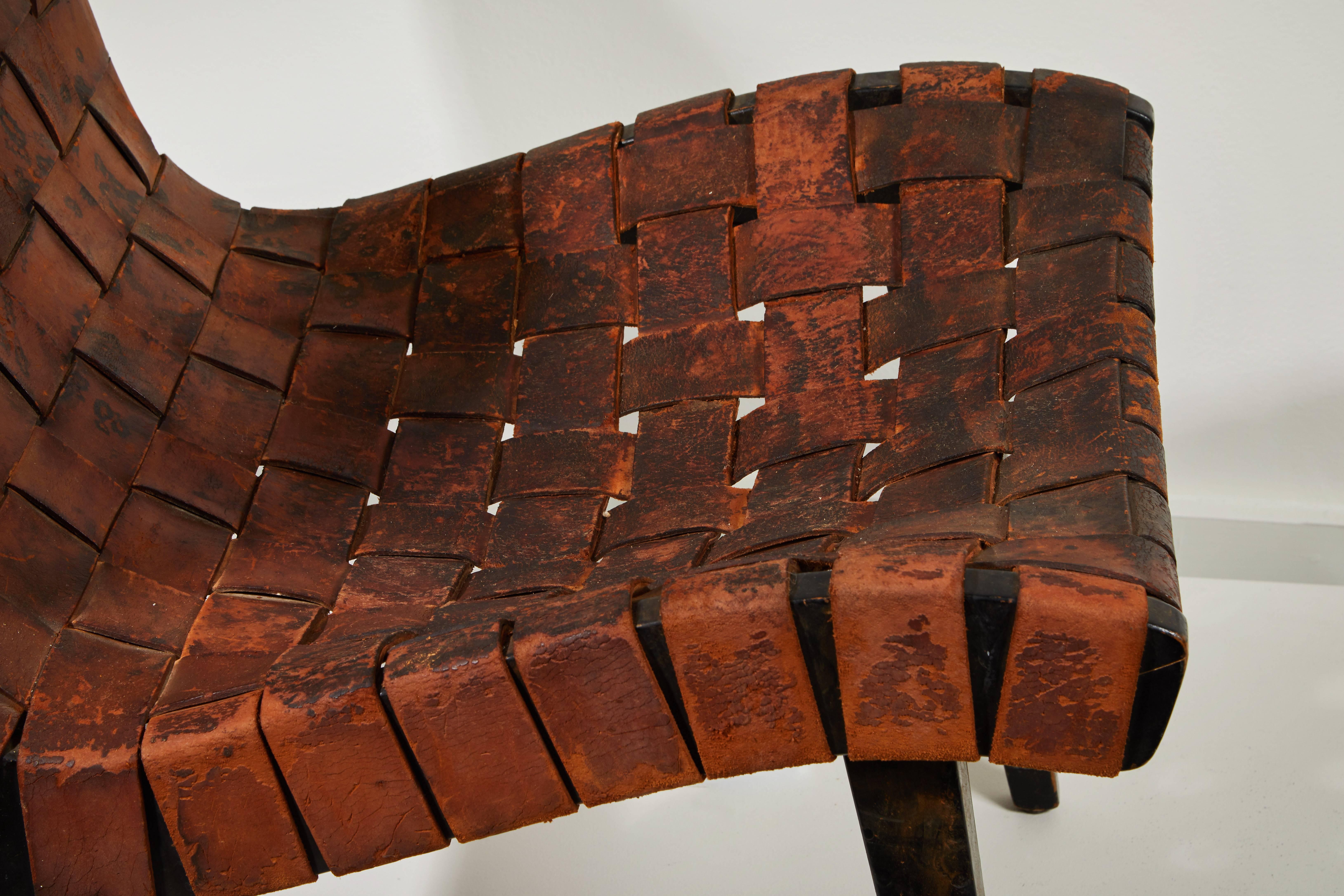 Early Woven Leather Lounge Chair by Jens Risom for Knoll 2