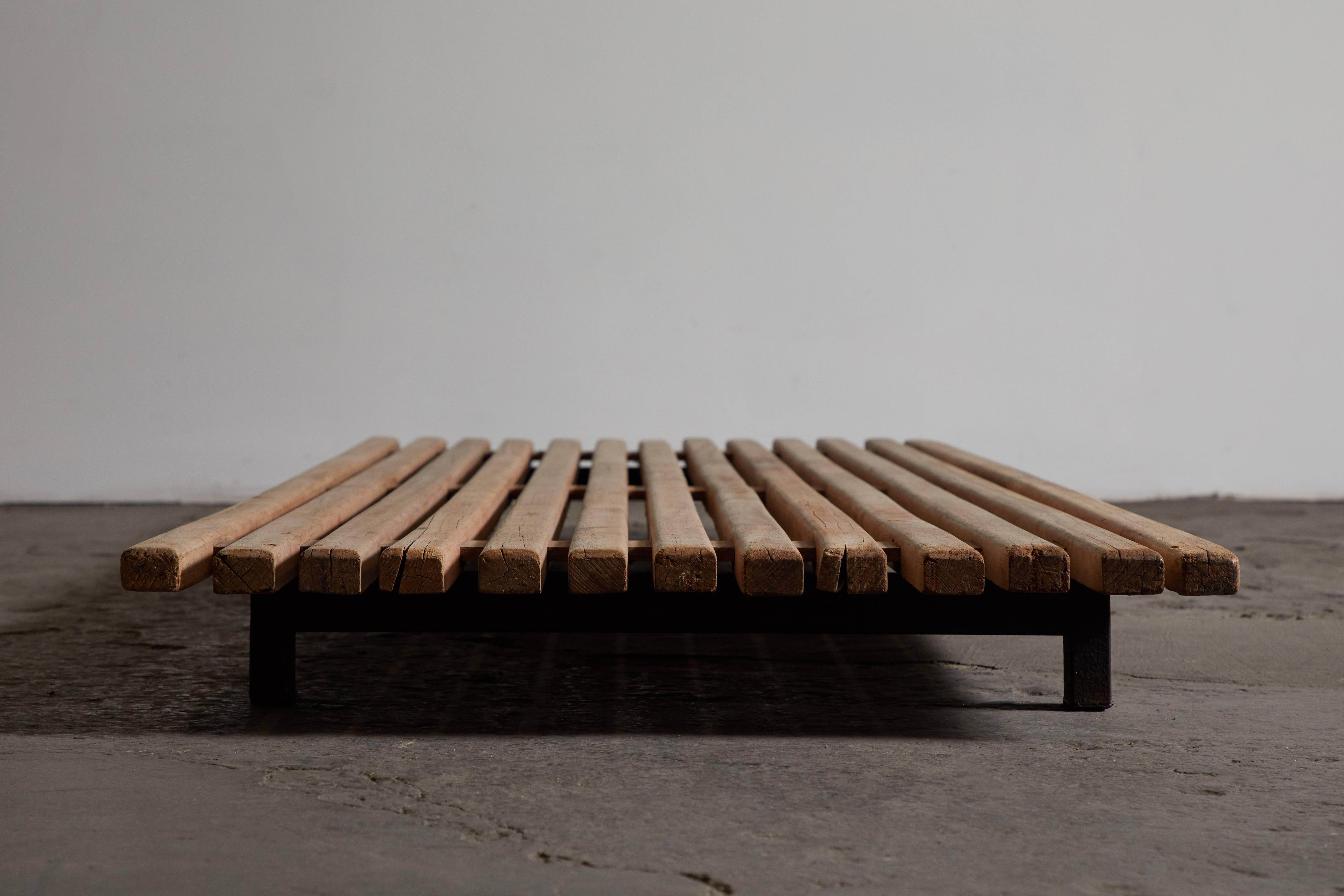 Cansado Low Bench by Charlotte Perriand In Distressed Condition In Los Angeles, CA