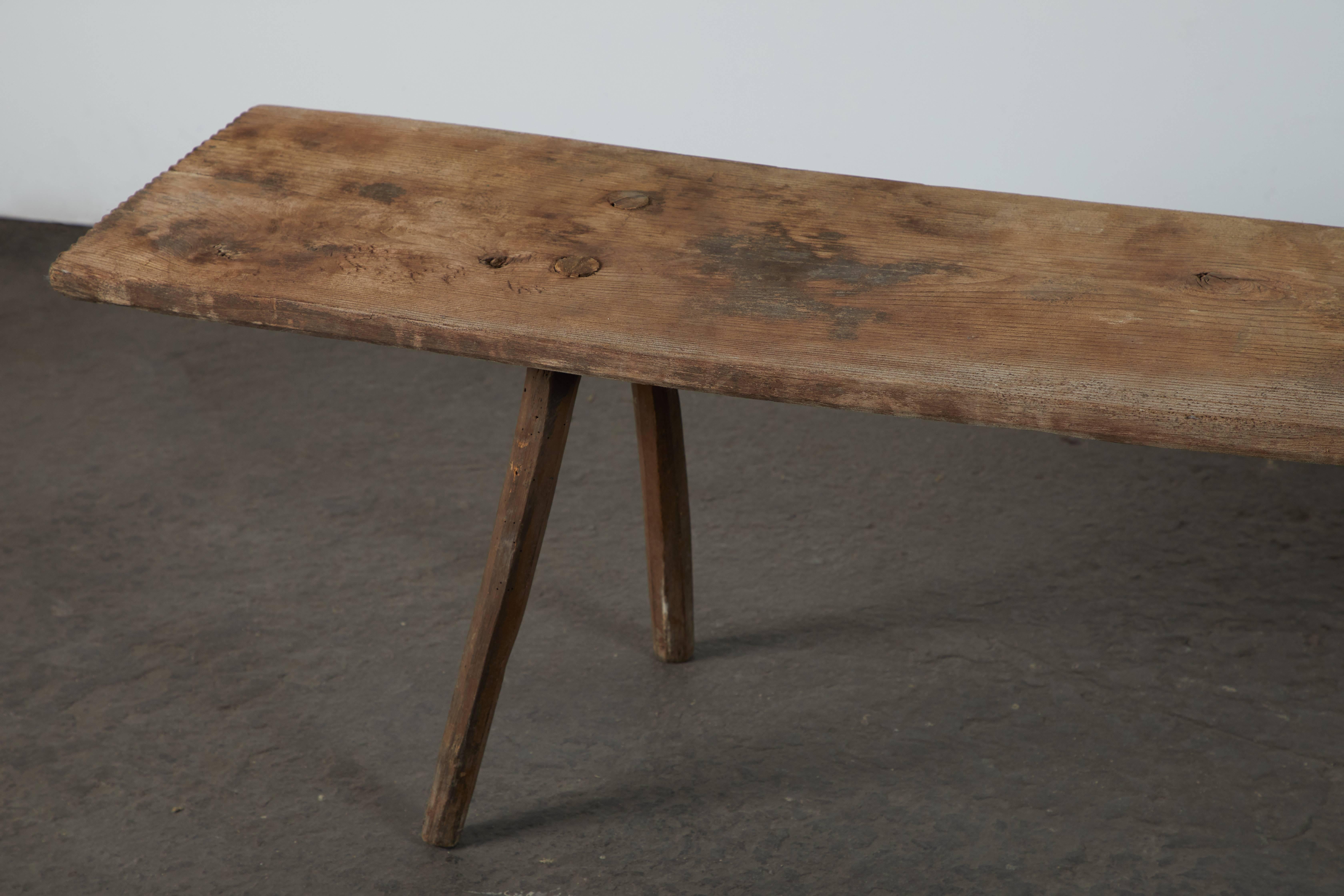 Late 19th Century Long Primitive Wood Bench