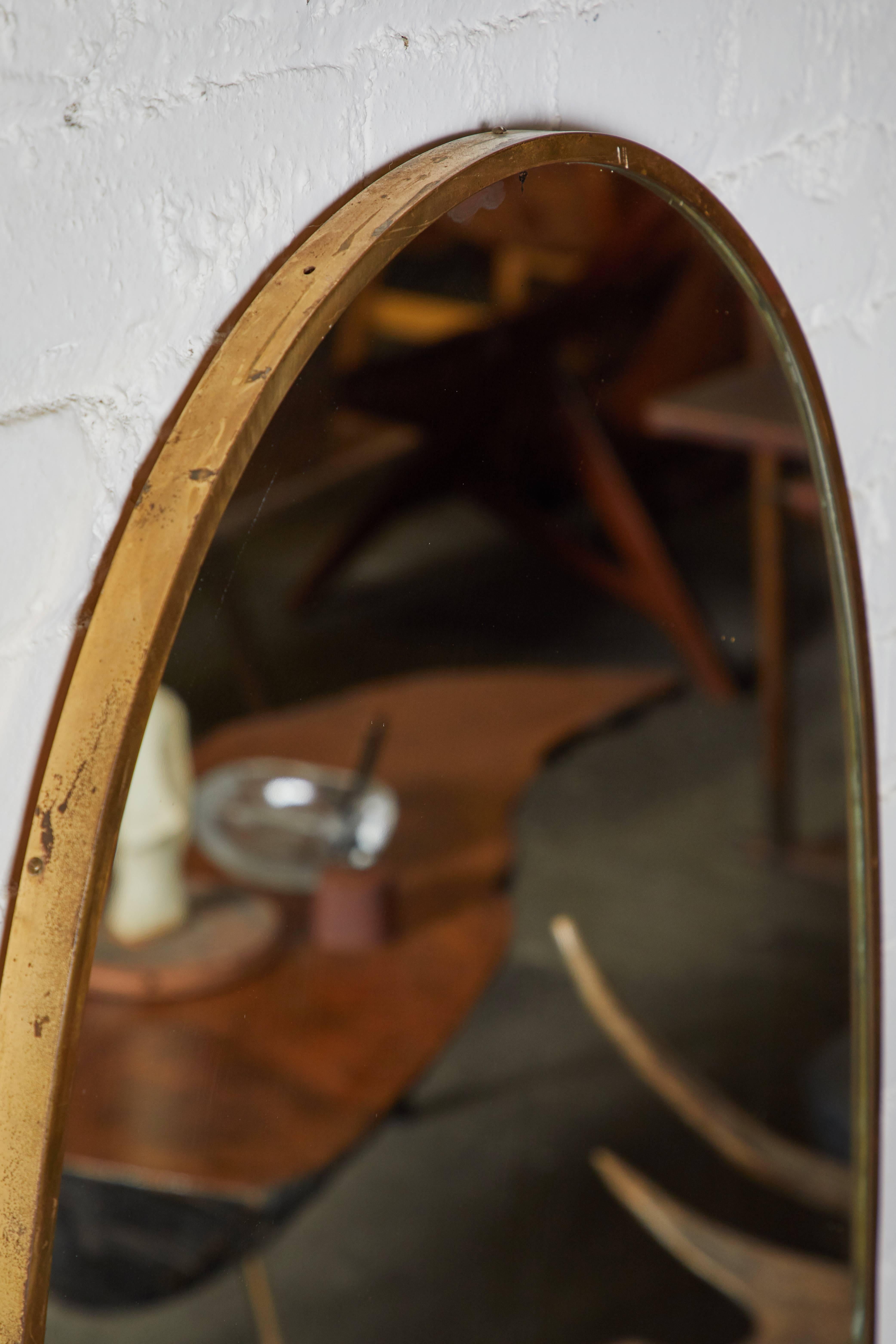 Mid-20th Century Italian Oval Brass Mirror