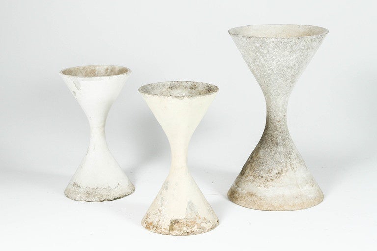 Fibrated concrete planters by Willy Guhl for Eternit AG. Made in Switzerland, circa 1954.

All items priced separately.